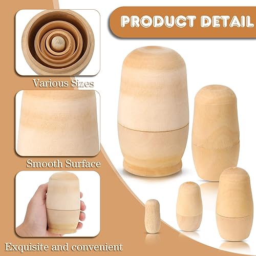 Miniatura 3 de 15 muñecas rusas en blanco sin pintar, de madera sin acabar, hechas a mano, muñecas de anidación tradicionales matrioska para niños, adolescentes y