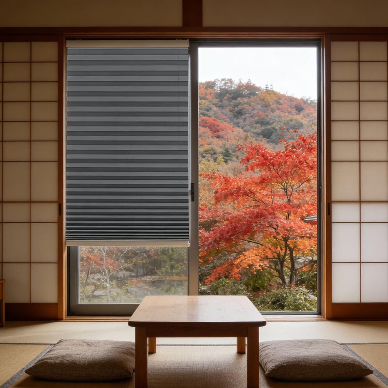 Store plissé 80 x 175 cm contre le soleil avec protection de privée pour fenêtre