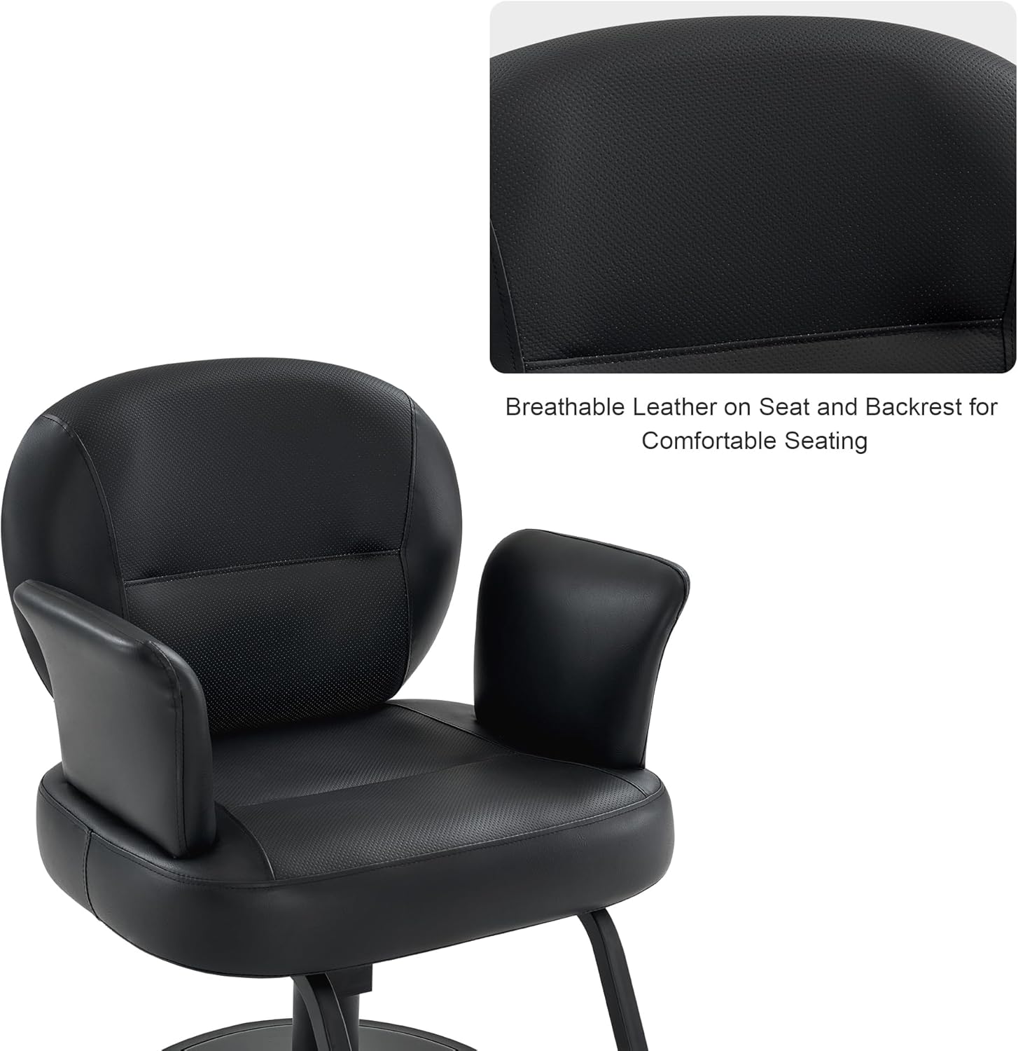 BarberPub Hydraulic Salon Chair, Modern Ins Style Barber Chair for Hair Stylist, Breathable PVC Leather Beauty Spa Salon Styling Chair for Women Men 3082 (Black)