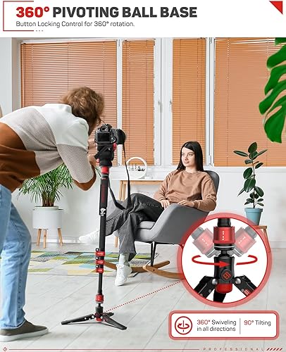 Miniatura 5 de IFOOTAGE Monopie de aluminio de 71", cabezal fluido de vídeo y versión de liberación rápida, Cobra 3 A180F, monopie de vídeo retráctil con pies,