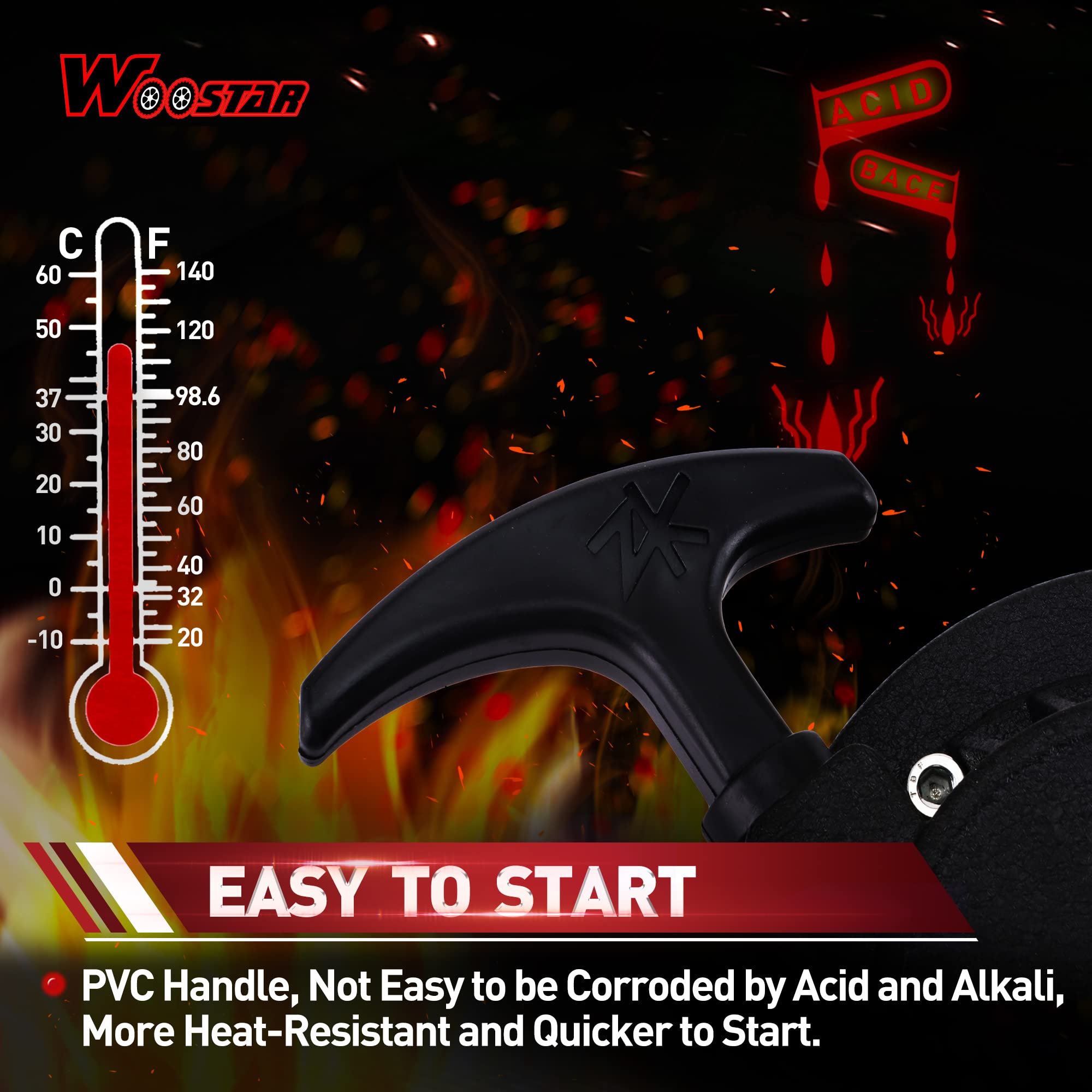 WOOSTAR Arrancador de Retroceso Reemplazo para 47cc 49cc 2 Tiempos Pit Bike ATV Quad Scooter Ciclomotor Negro