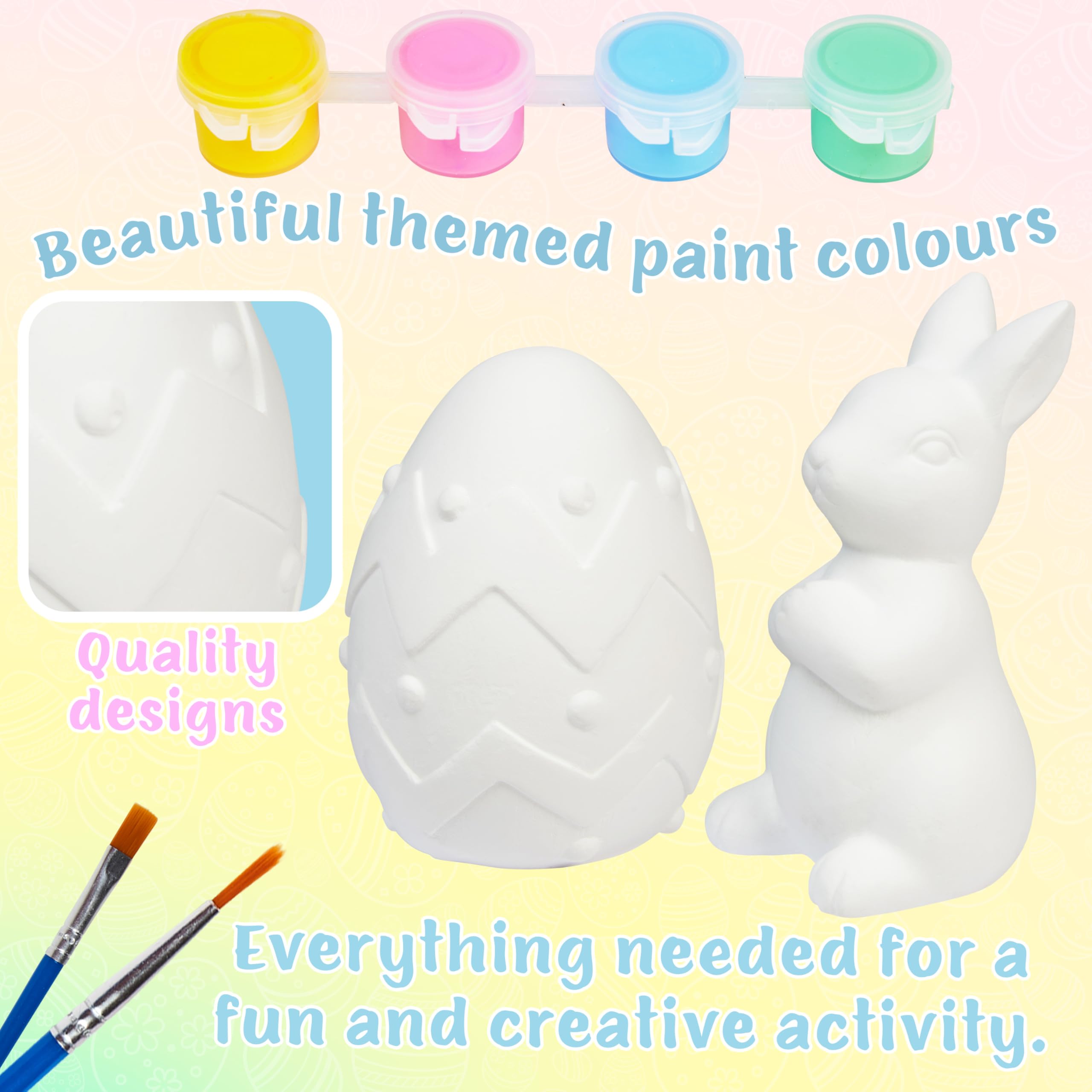 Kit Peinture Pâques KreativeKraft - Œufs Et Lapins En Plâtre - Activité Manuelle Enfant