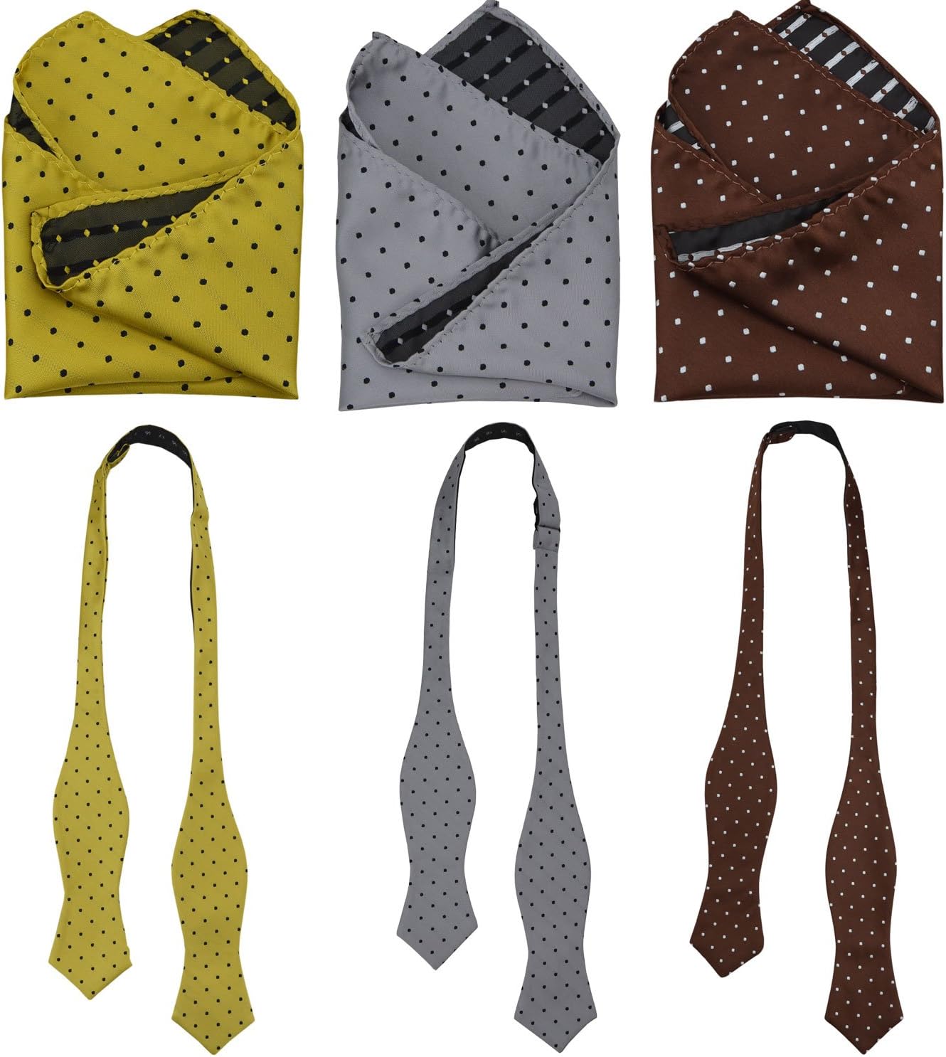 Men Bow Tie and Pocket Square Set of 3, Boy Classic Self Tied Bowtie with Handkerchief for Tuxedo or Wedding Party MS-B2