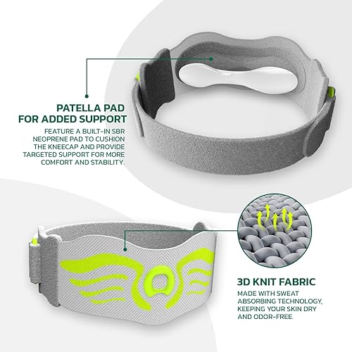 Miniatura 6 de Paquete de 2 correas de rótula para dolor de rodilla, soporte de rodilla, estabilizador de rótula, almohadilla ergonómica de silicona para tendón