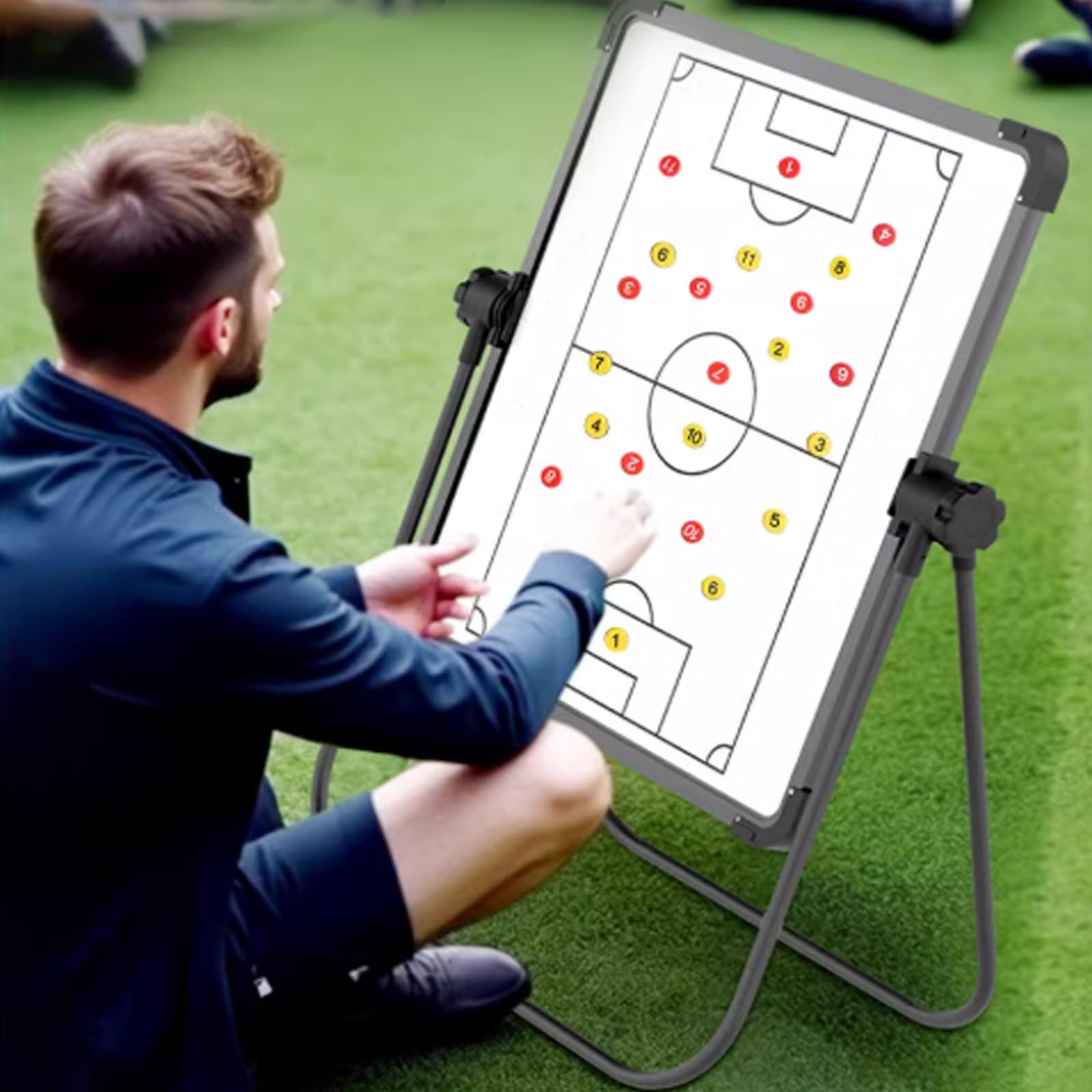 Lavagna Tattica Calcio, Lavagne Magnetiche Da Allenamento, Accessori Completi, Bifacciale, Regolabile in Altezza, per la Spiegazione Delle Strategie(Small)