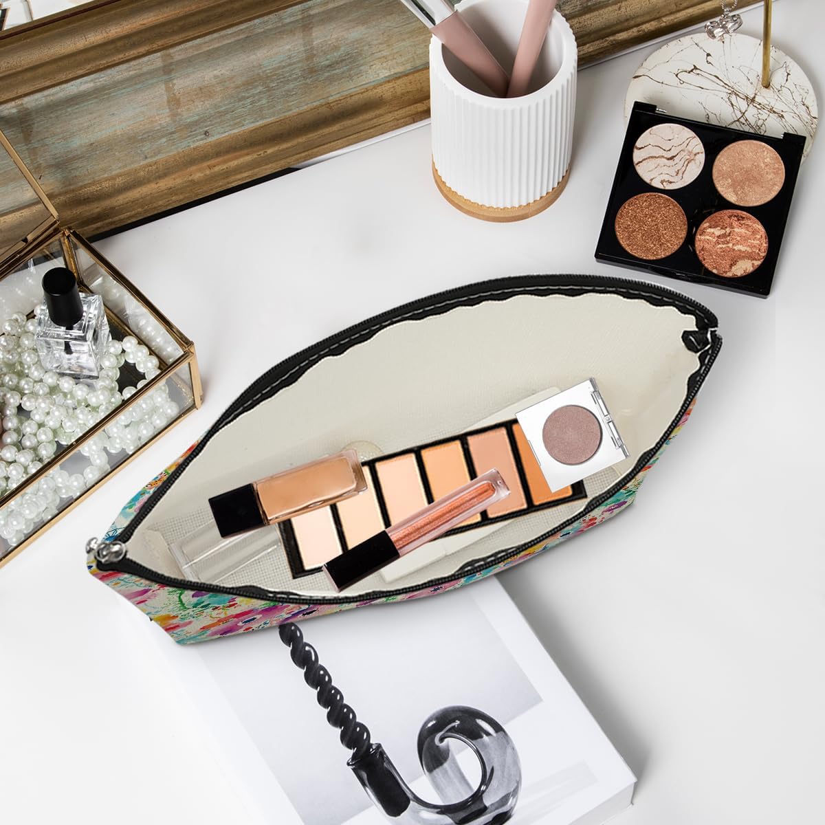 Cosmetic Bags for Women, Makeup Bag, Cute Flower Travel Toiletry Bag, Foral Makeup Bags Set, Nurse Mothers Day Birthday Graduation Friendship Gifts for Women Girls Mom Bestie Grandma - Image 5