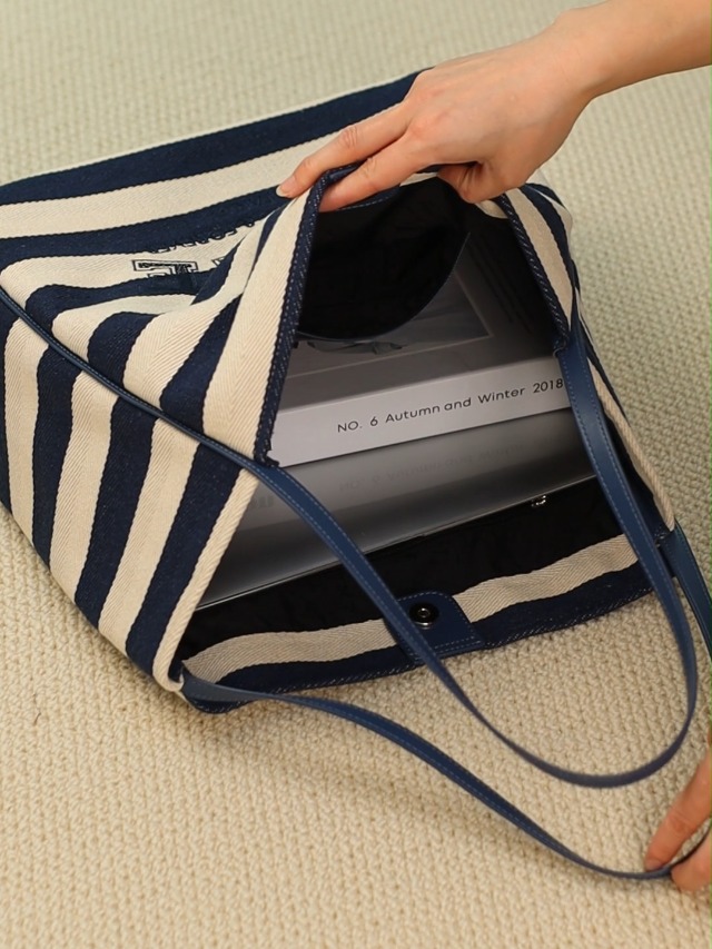 Bolso Tote de Lona con Rayas Elle Breton miniatura 7