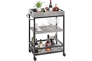 IDEALHOUSE Bar Cart: Elevate Your Home Entertainment with a Compact and Practical 3-Tier Bar Cart