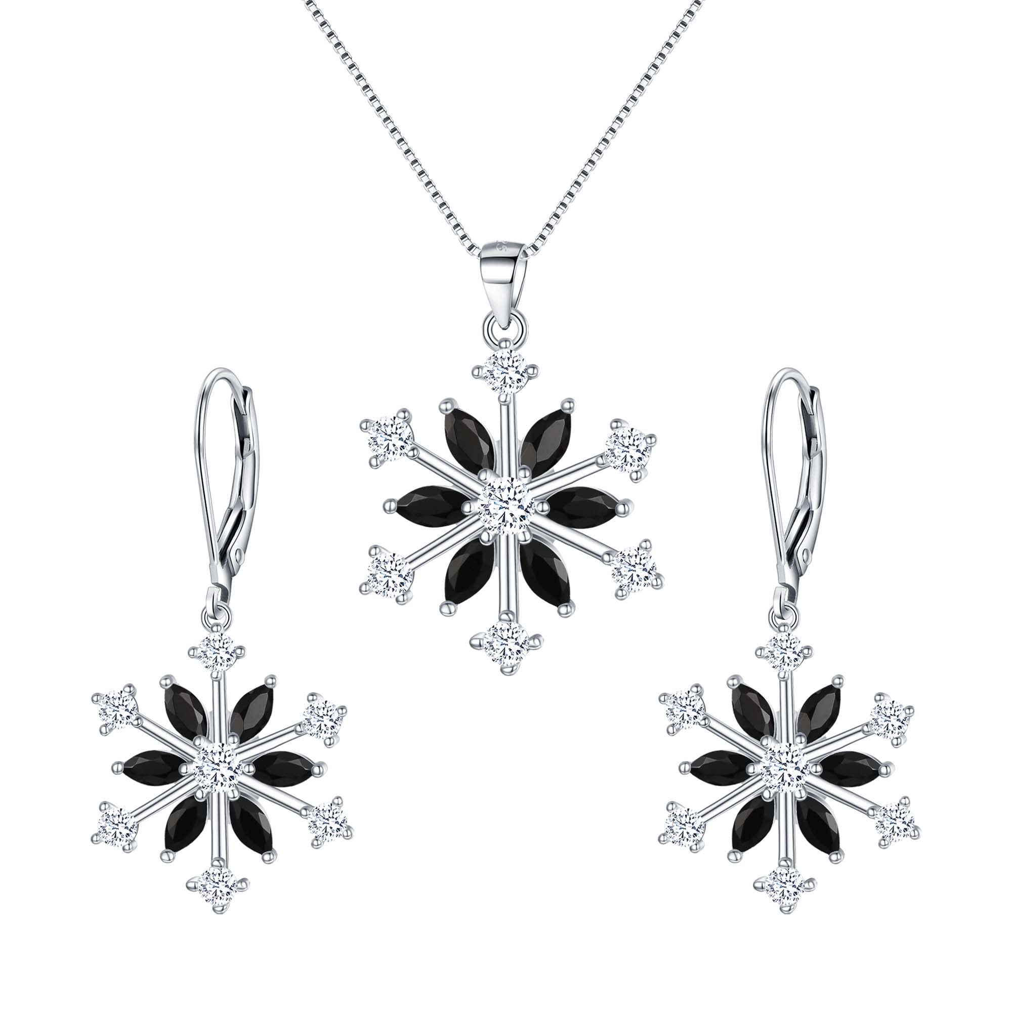 RUIZHEN Snowflake Winter Flower Jewelry Set - Stainless Steel Necklace & Stud Earrings (Gold) - View #6