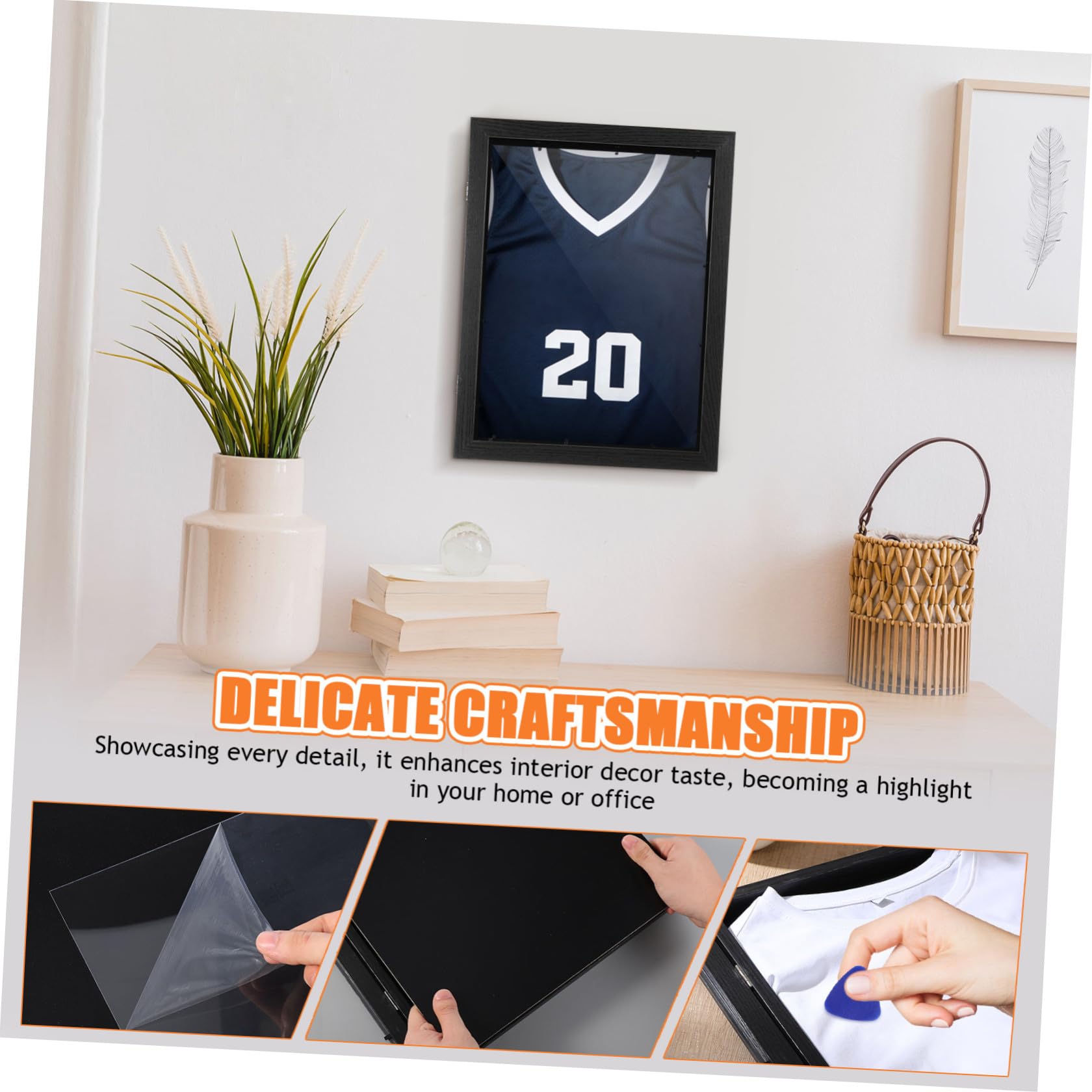 GALPADA Expositor para Camisetas Deportivas de Madera Acabado Natural y Ventana de Vidrio Acrílico, Caja para Mostrar Uniformes de Baloncesto y Fútbol, para Coleccionistas y Aficionados
