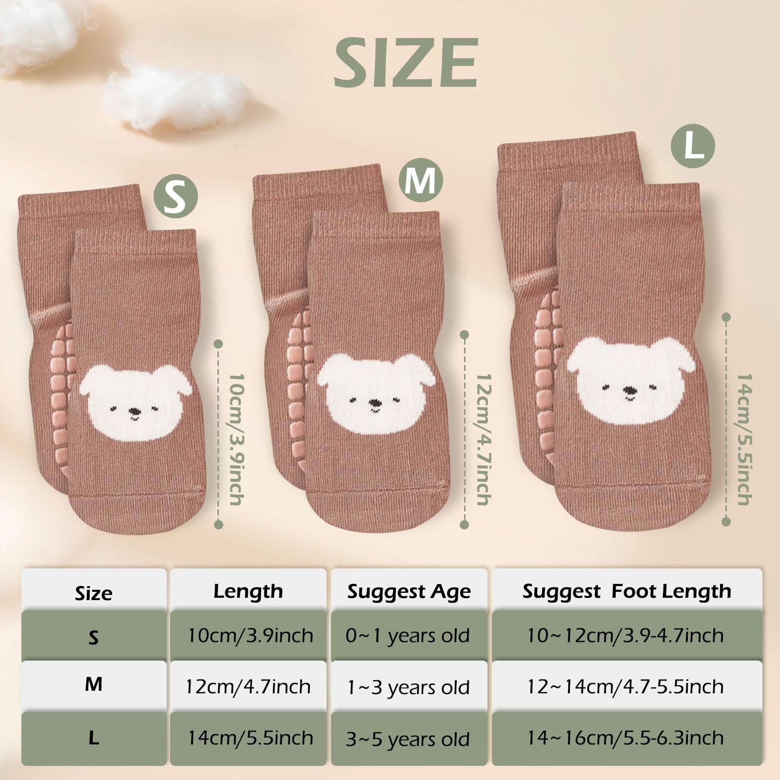 Bigqin 4 Paia Calzini Antiscivolo Bambino Cotone Bimbi Bambini, Addensati Invernali Caldi Calzini di Cotone Antiscivolo, per 0-5 Anni