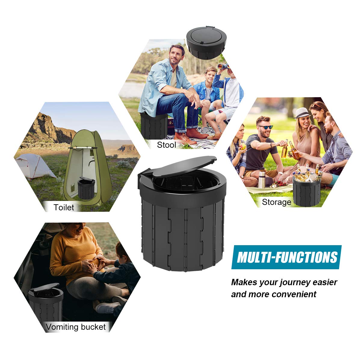 TRIPTIPS Portable Folding Toilet Travel Toilet Camping Toilet Porta