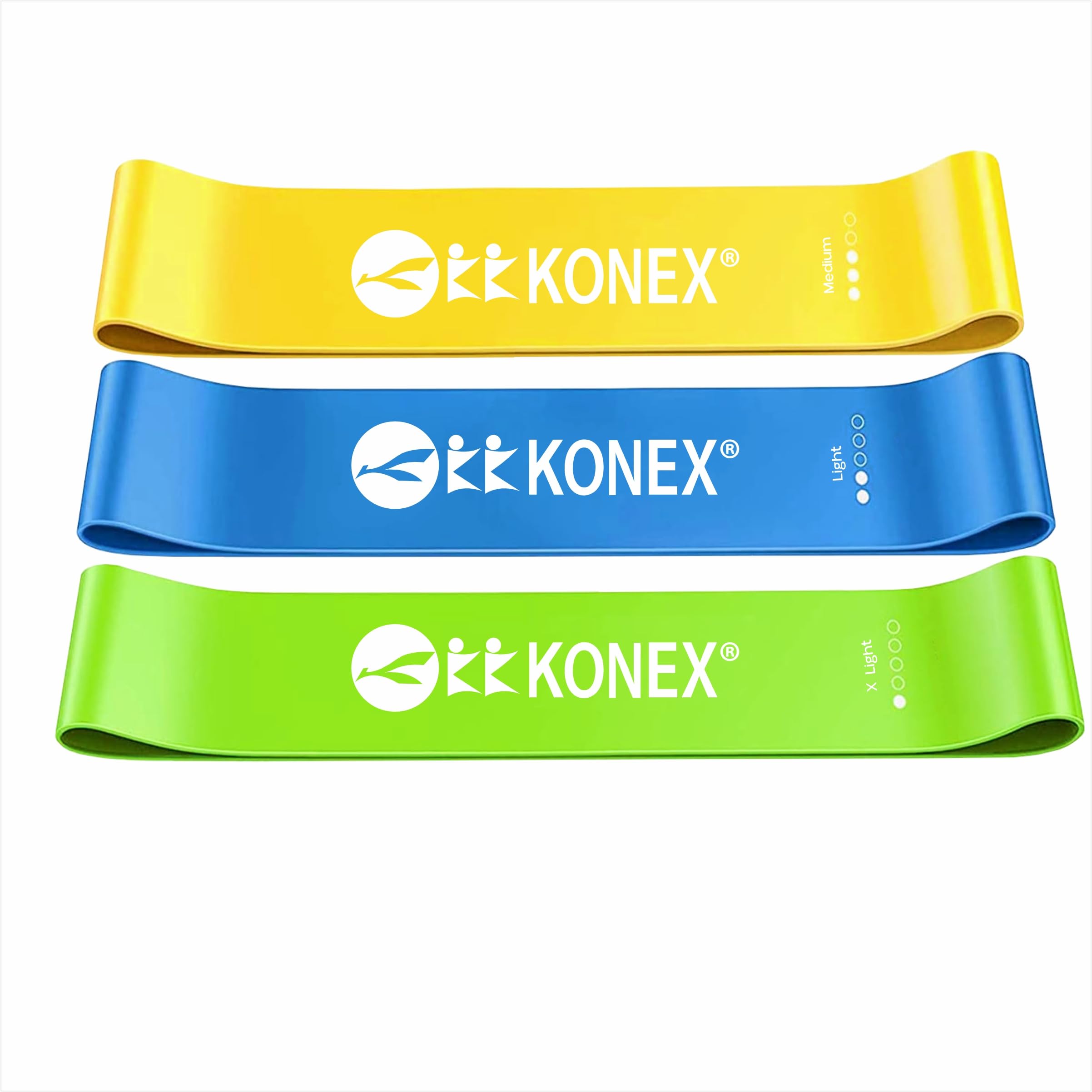 Konex Natural Latex Resistance Loop Bands | High Elasticity, Durable | Effective - Pack of 3 (Light)