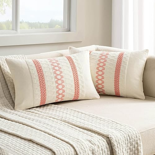 Miniatura 30 de MIULEE Fundas de almohada lumbares decorativas bohemias, cojín de algodón retro, tejidas de macramé para decoración del hogar para cama, sofá,