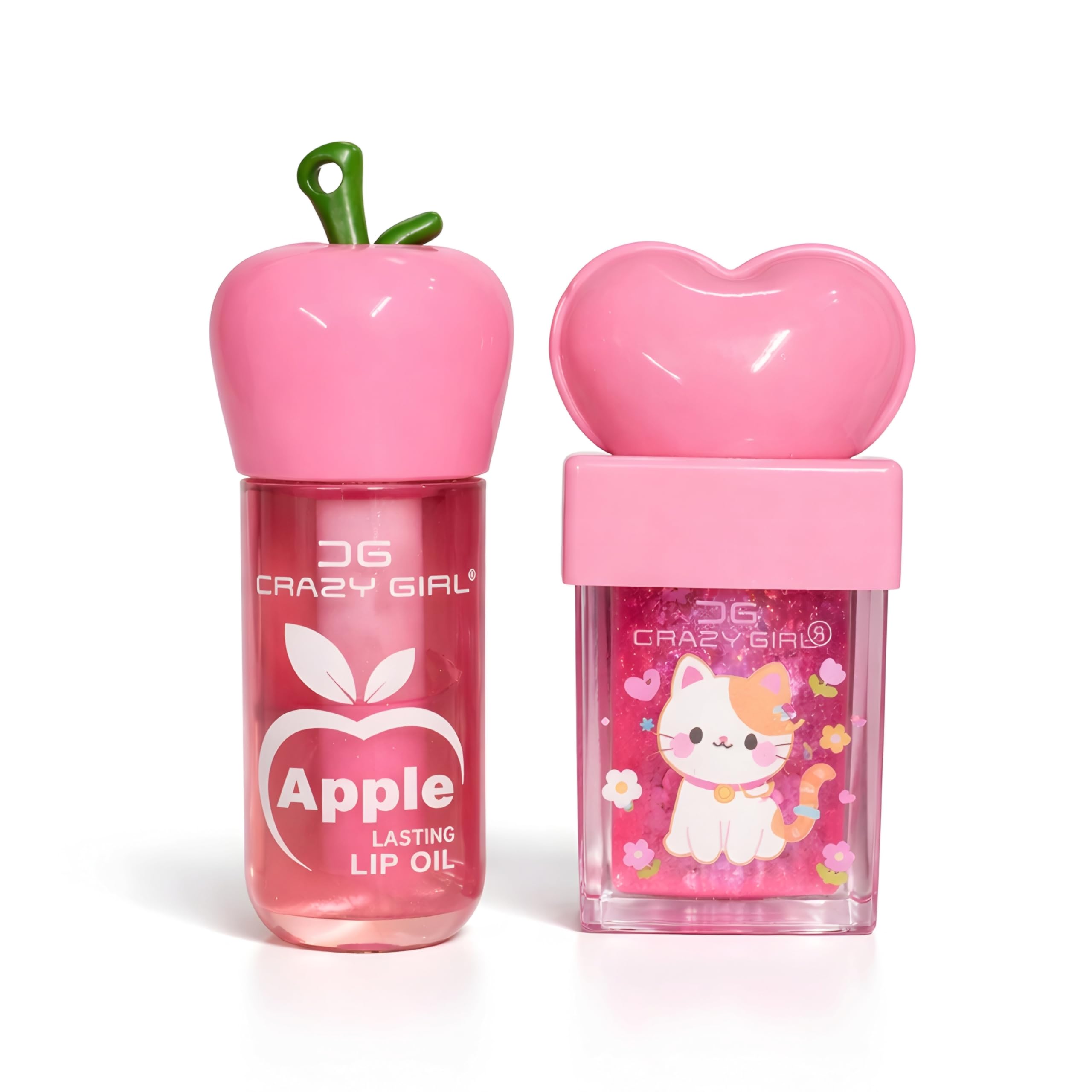 CRAZY GIRL Korean Lip Gloss Duo Set | Hydrating & Plumping Lips | Shea Butter, Hyaluronic Acid & Vitamin E | Cute Kawaii Shape Gloss | Non-Sticky Juicy Glass Shine Lip Oil for Soft Pink Glossy Lips (CG Set #3)-picture-12