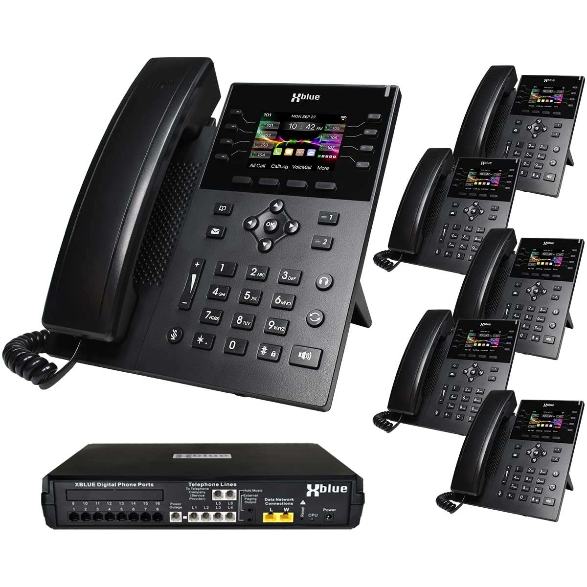 XBLUE NETWORKSX16 Plus VoIP System Bundle with (6) IP8g IP Phones - Including Auto Attendant, Voicemail, Remote Phone Extensions & Call Recording