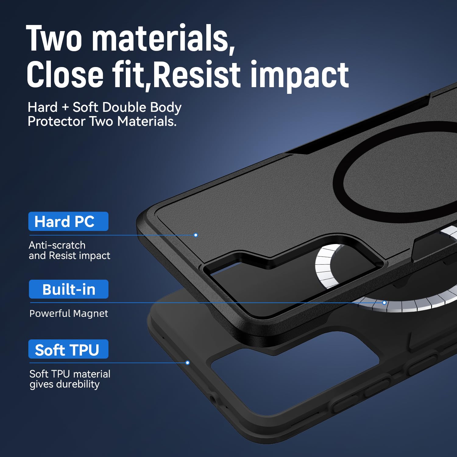 for Samsung Galaxy S21 FE 5G Case,[Compatible with Magsafe] [Military Grade Drop Tested] Shockproof Magnetic Tough Rugged Protective Phone Case -6.4 inch (Black)