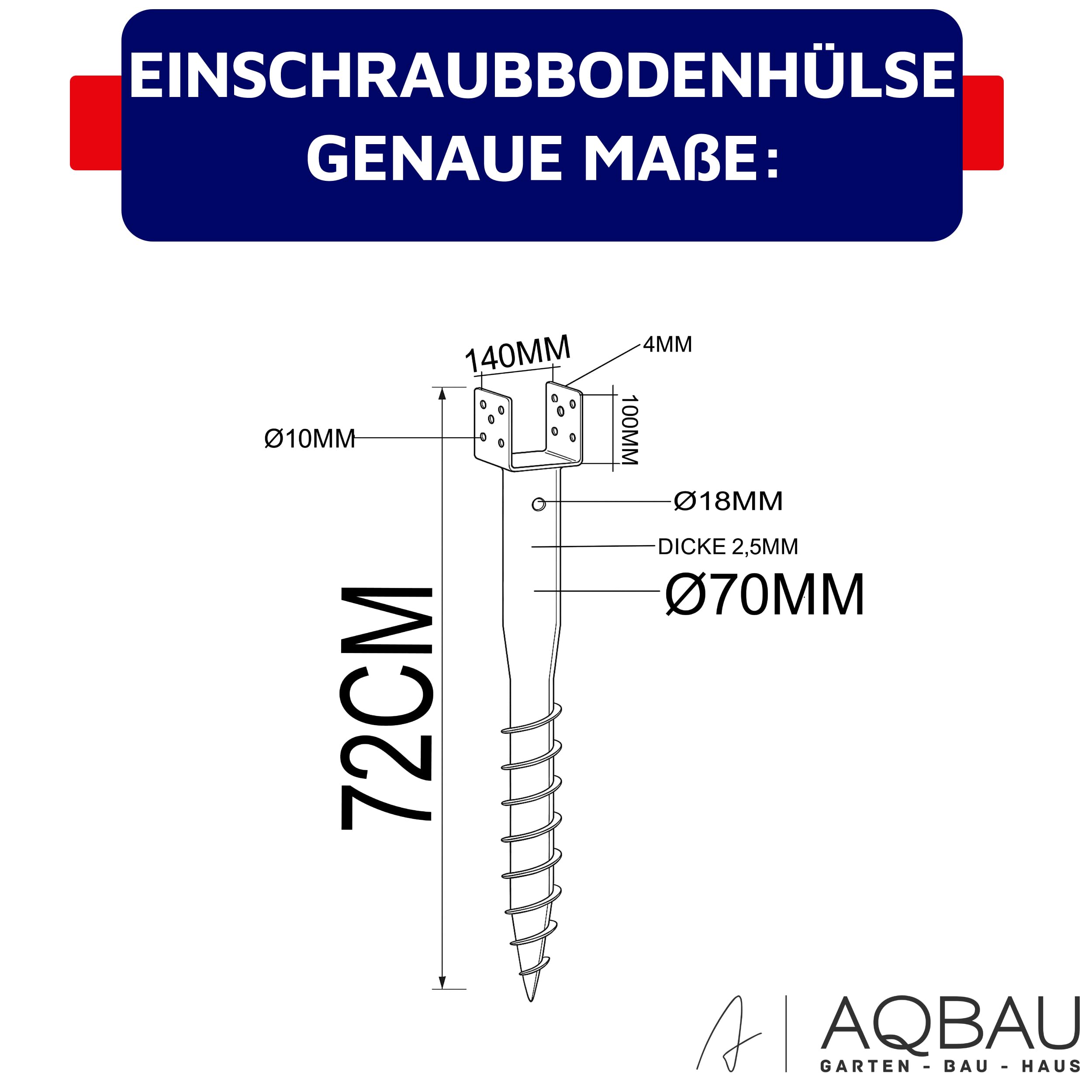 U support de poteau 140 mm à visser, douille au sol vissable, douille vissable, douilles au sol à enfoncer, douille au sol vissable, ancre au sol, piquet de terre, ancre de poteau