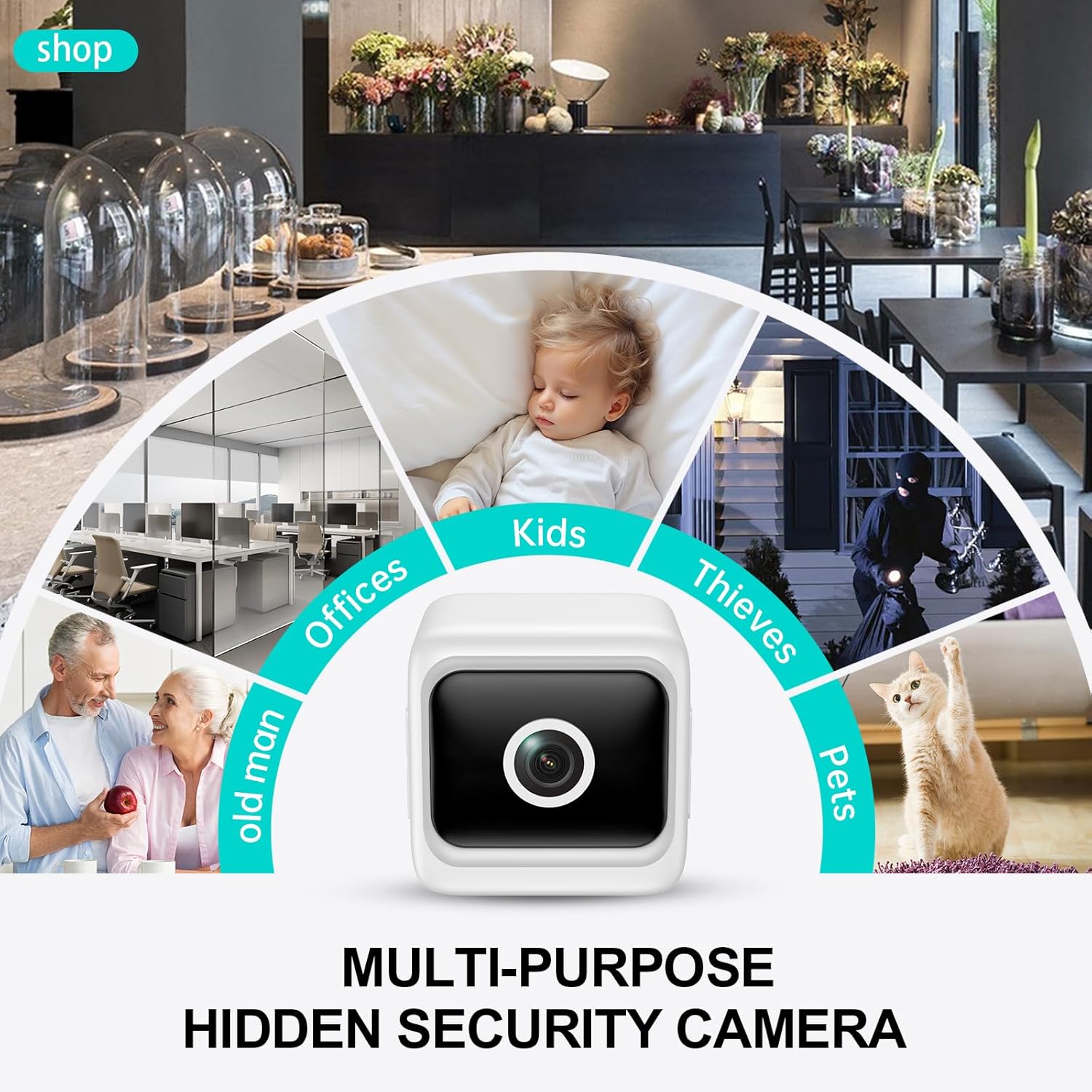 2025 Upgraded Security Camera, Wireless Surveillance Camera, 4K HD Mini Nanny Cam for Home (with Night Vision) WiFi Indoor Camera(Video Only) White