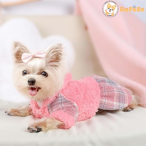 Miniatura 5 de Vestido con capucha para perro suéteres de invierno para perros pequeños niñas clima frío vestidos cálidos para cachorros ropa para mascotas a