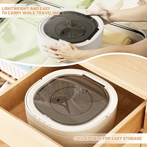 Miniatura 2 de Lavadora plegable  Mini lavadora portátil de 12 litros y secadora giratoria, con cesta de secado giratorio, limpieza profunda de ropa interior, ropa