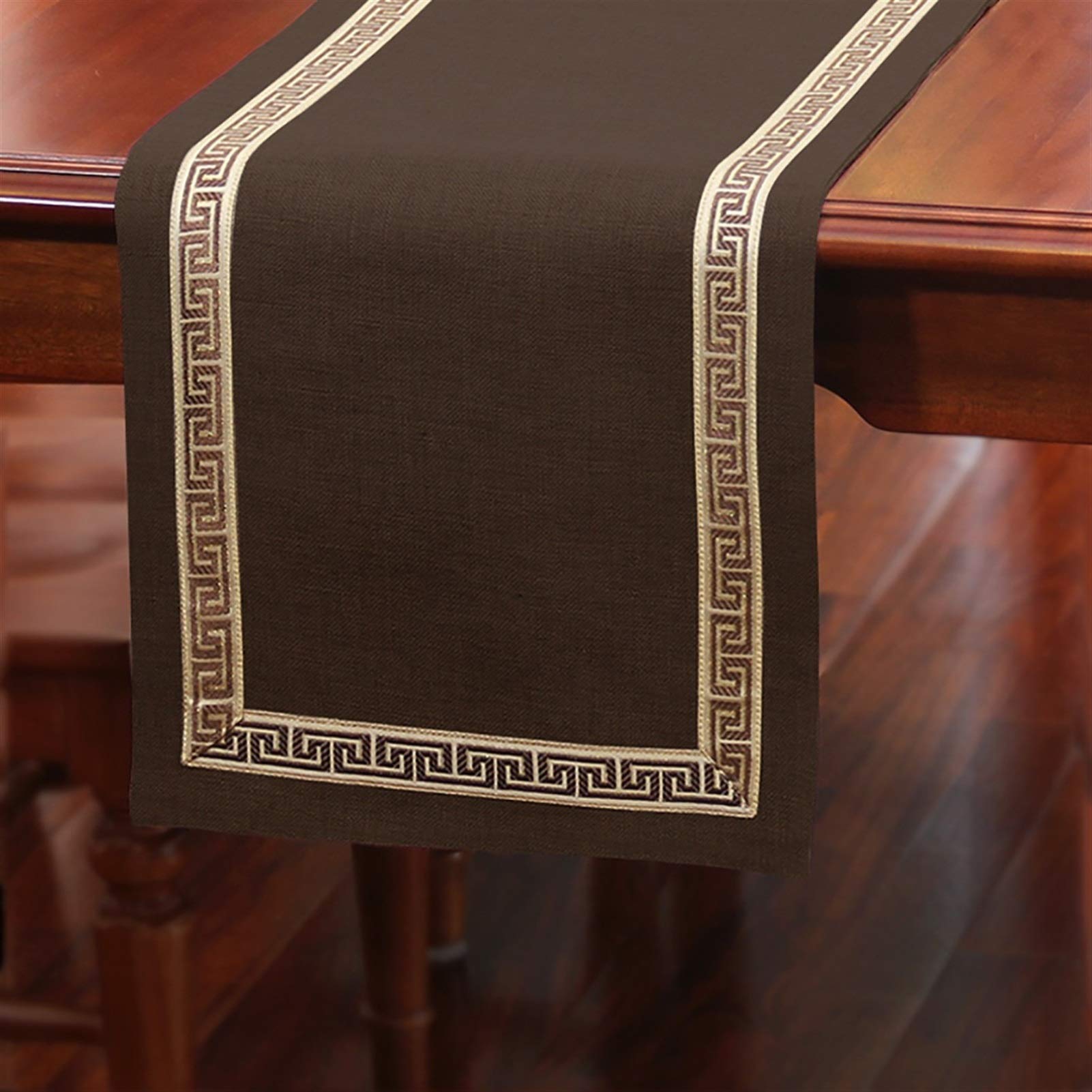 Elegante e Lussuoso Tovaglioli in Lino Rustico Premium/Tavolo abbinati per Nozze | Cena|. Vacanze|. Cucina|. Ringraziamento/Natale, 7 Colori Regali di Festa (Color : Brown, Size : 33 * 150CM)
