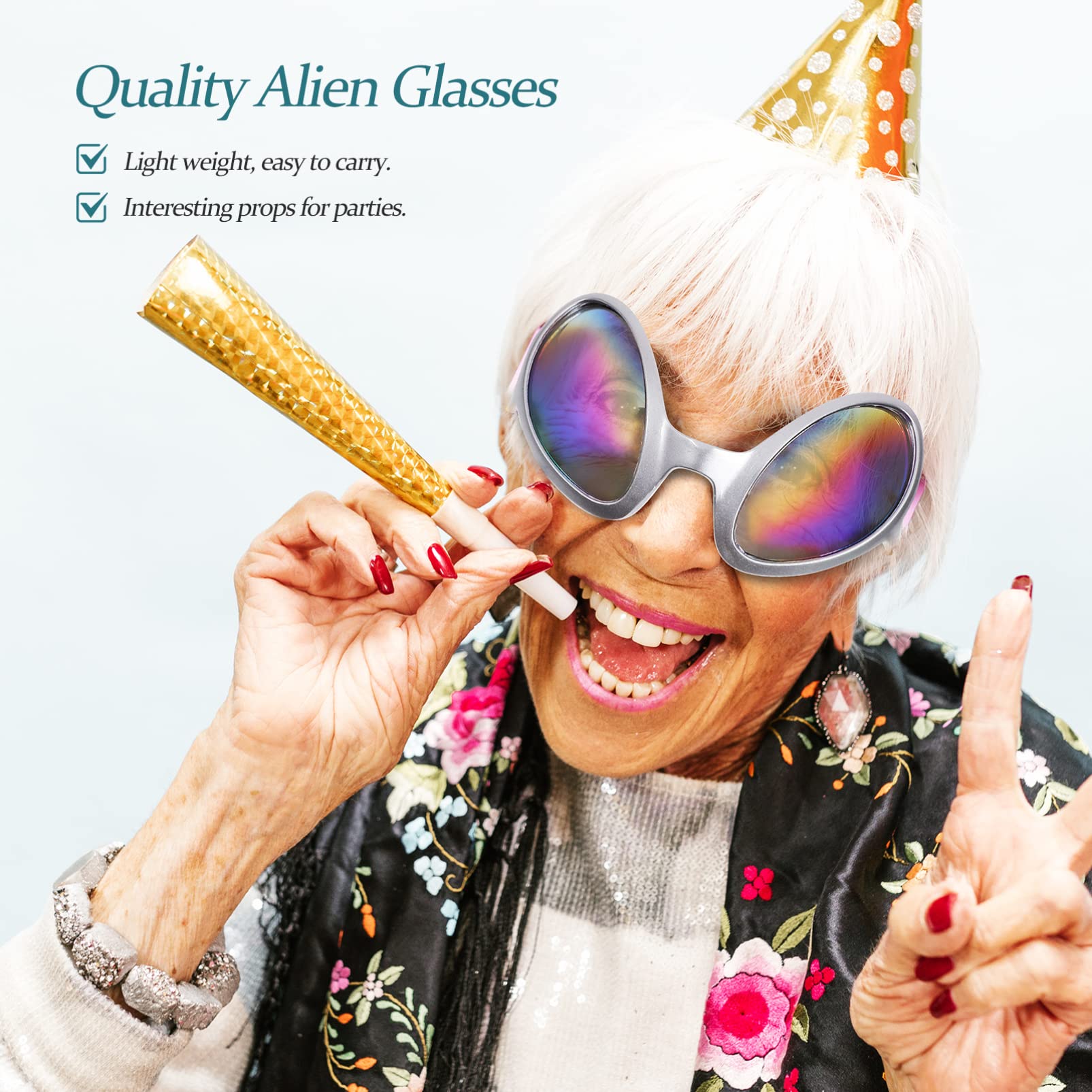 NUOBESTY 4 pezzi divertenti occhiali alieni occhiali da sole decorativi per feste di cosplay party favors carnevale