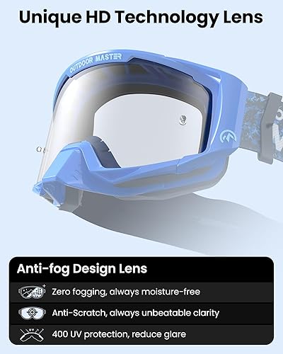 Miniatura 10 de OutdoorMaster Mustang - Gafas de motocross OTG, gafas de motocross, gafas de ATV para hombres, mujeres, adultos, jóvenes