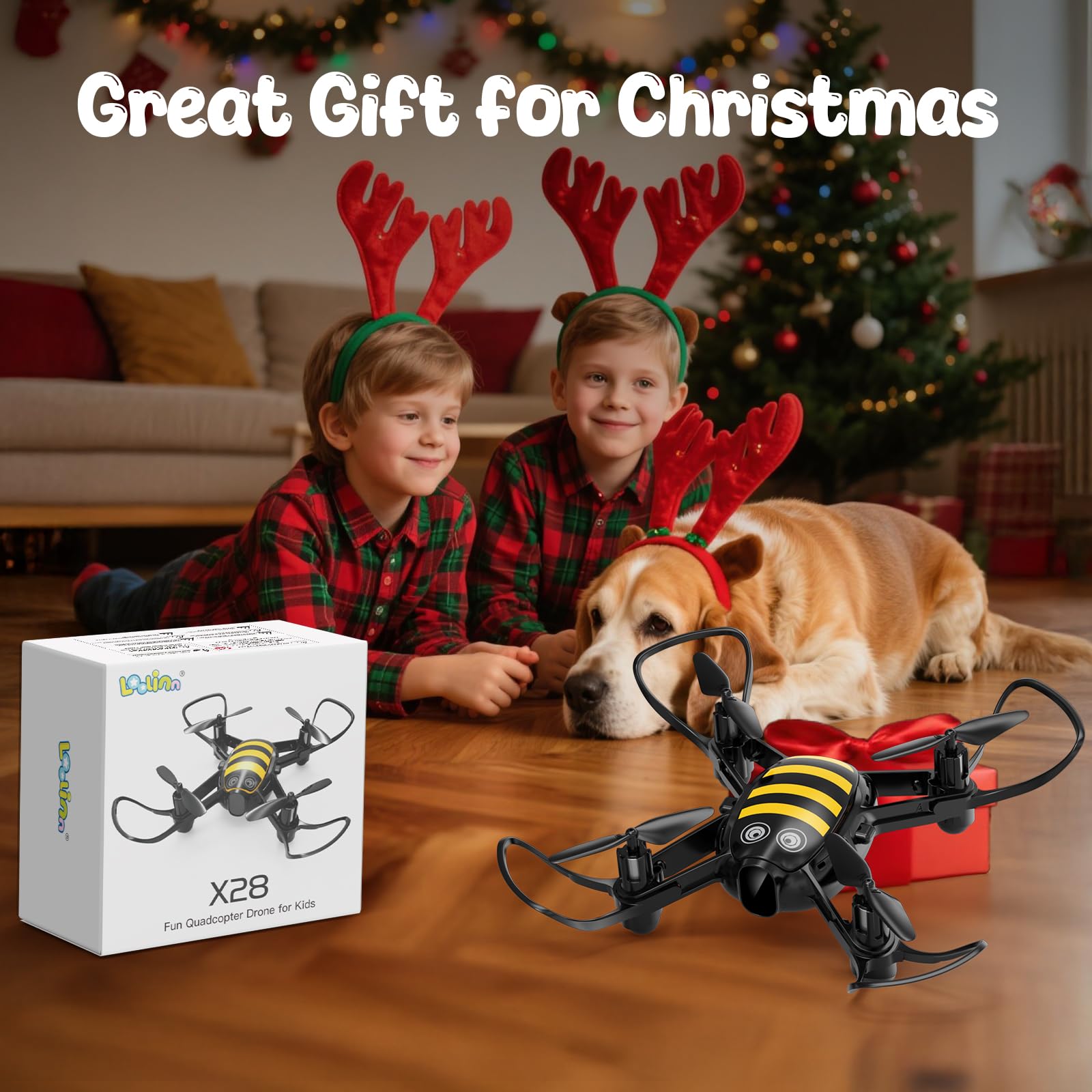 Loolinn | Drone per Regalo a Bambini - Design Divertente, Facile da Pilotare, Sicuro per Bambini, Acrobazie a 360°, Hub di Ricarica e Due Batterie Incluse (Regali di Natale per bambini e bambine)