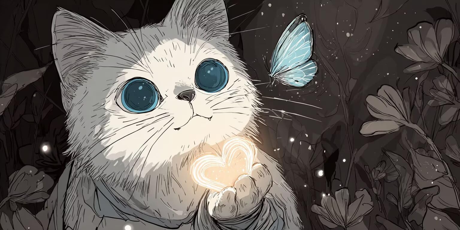 Pintar por Numeros Adultos, Blue Butterfly Love Cat, 70x90cm 7JGWX-277