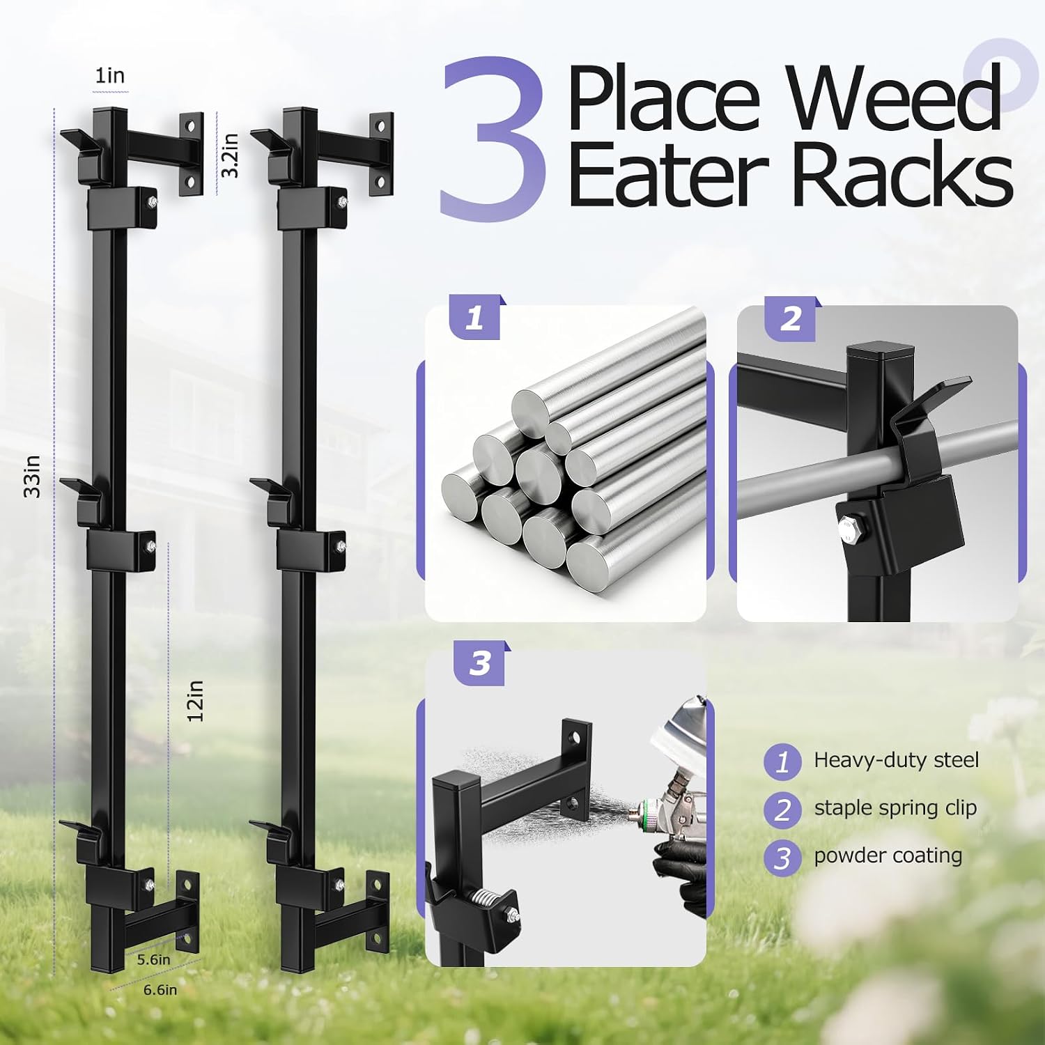 Weedeater Rack for Enclosed Trailer,3 Place Trailer Rack for Lawn Equipment