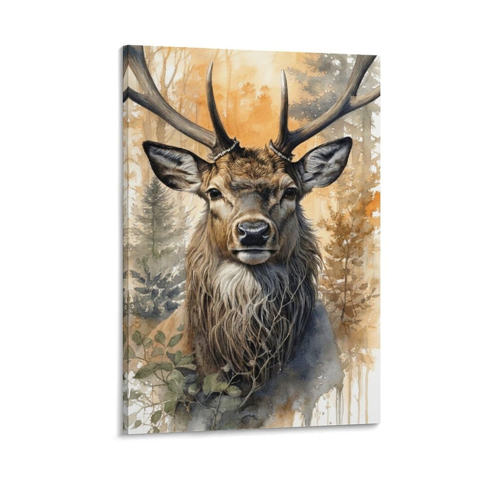 DHBANEIOK Deer Portrait Forest Poster Artwork Giclee Canvas Prints Modern Wall Art Picture Wall Hanging for Dining Room Kitchen Home Office Decor 12x18inch(30x45cm)