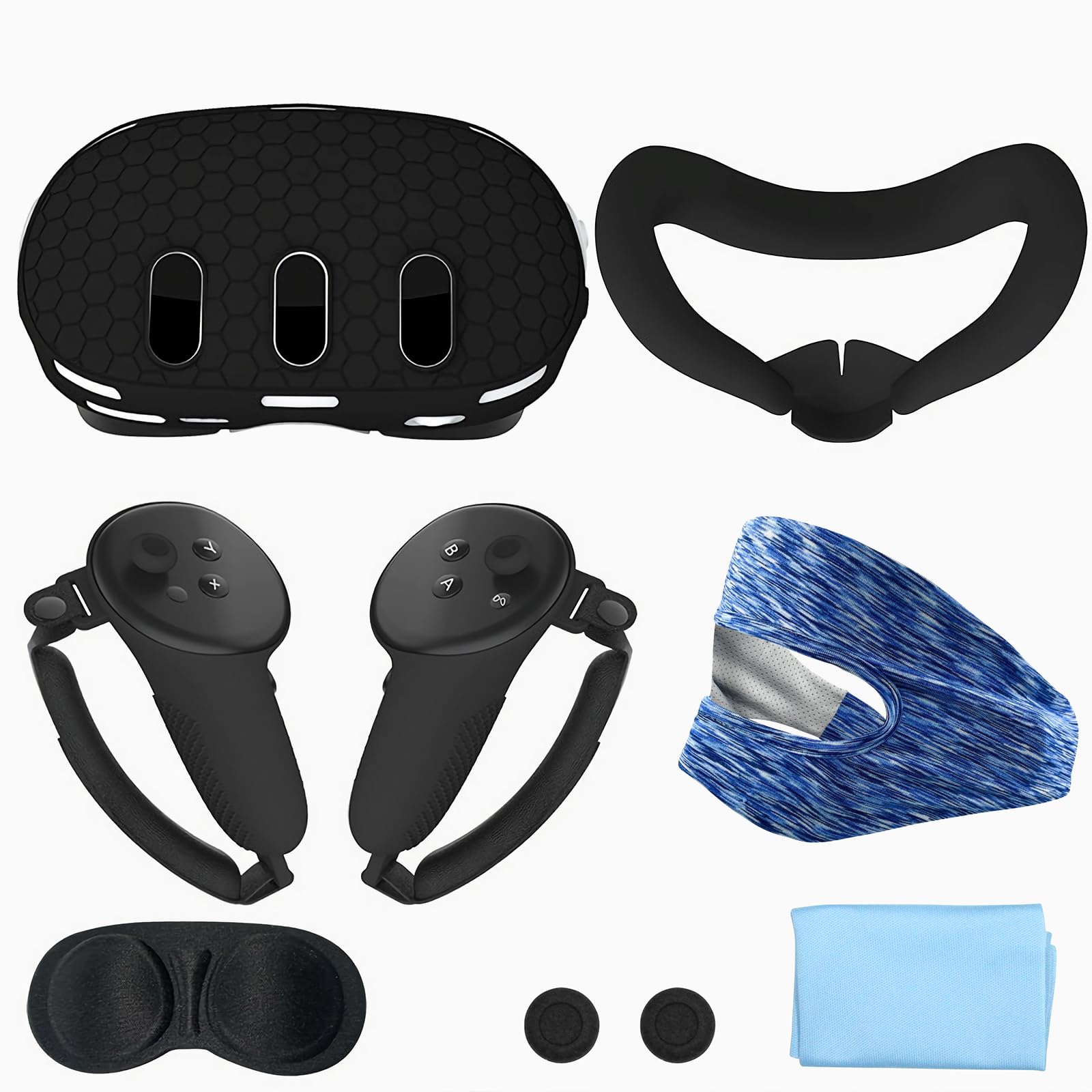 OneNine Case Set Compatible with Meta Quest 3, Silicone Protective for Meta Quest 3 with Face Cover, VR Headset Cover/VR Shell Cover/VR Grip Sleeves/Eye Cover Compatible with Quest 3