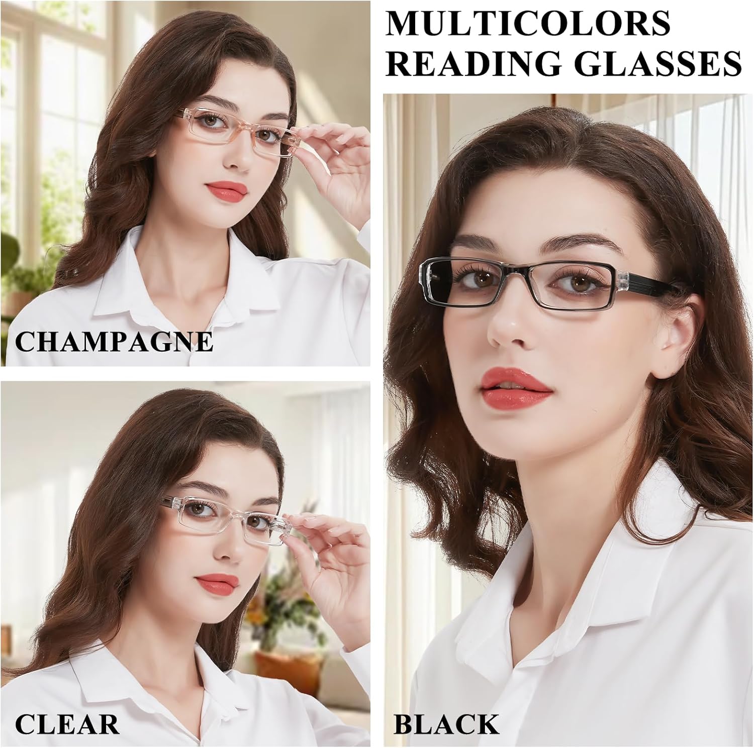 4 Packs Narrow Reading Glasses for Women Comfortable Readers with Spring Hinges