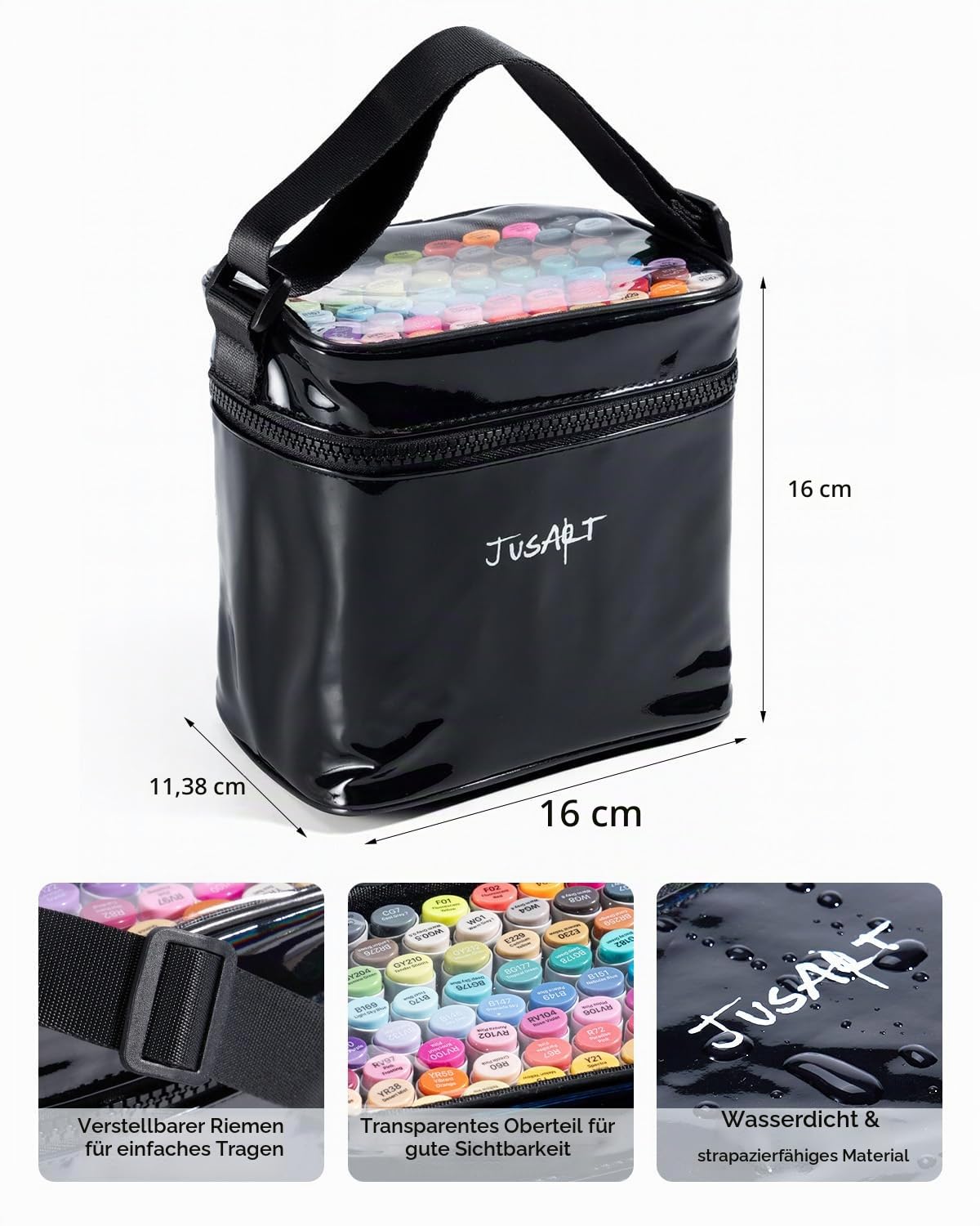 JusArt Alkohol Marker 72 Farben Pinsel Marker Stift,Doppelseitige Graffiti Stifte mit Pinsel und Meißel,Alkoholmarker für Malbücher für Erwachsene, Zeichnen, Illustrationen, Skizzieren