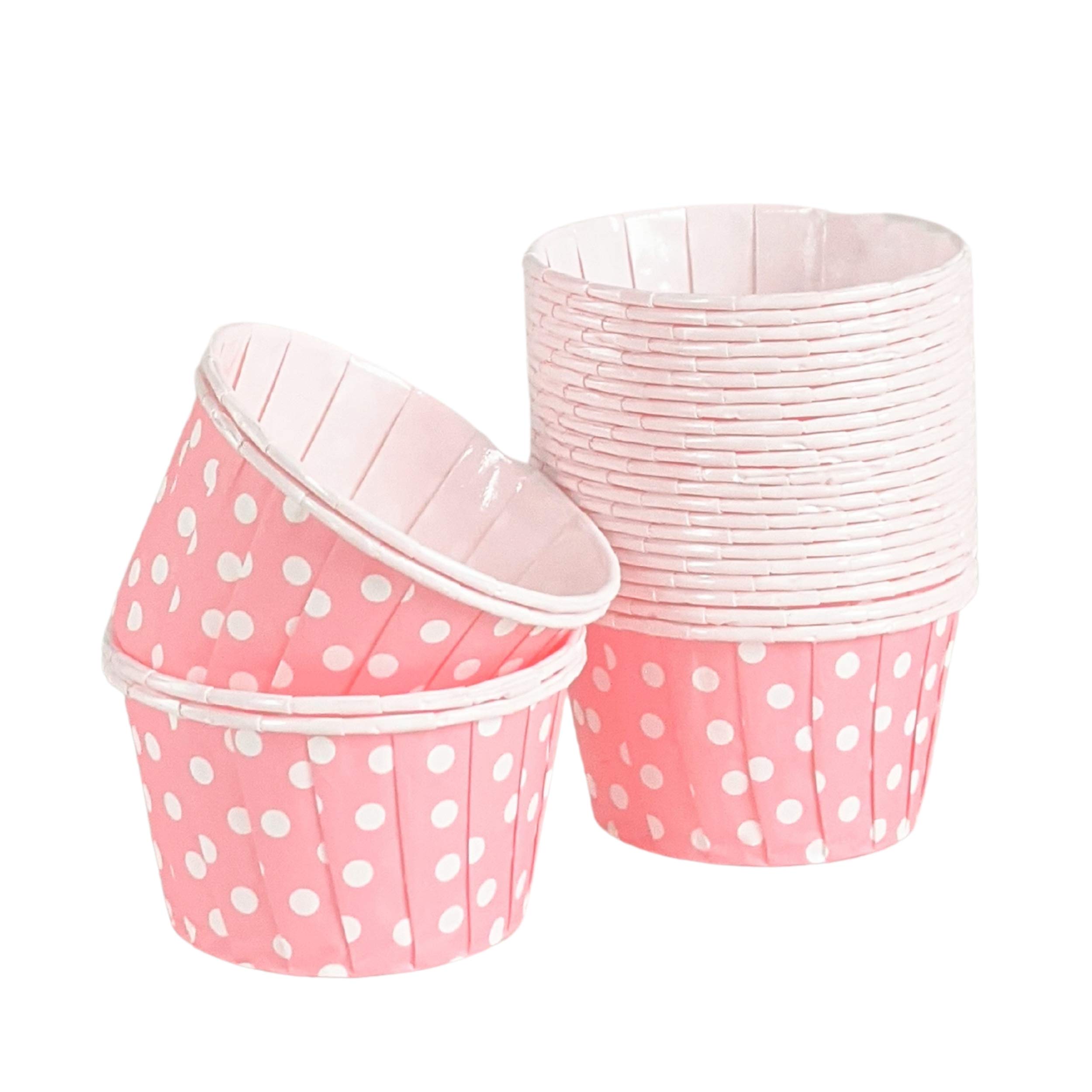 Cups & Cases 48 Pack Pink & White Pleated Baking Cups Standard Size Cupcake Cases โ image 1