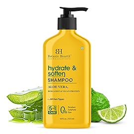 Botanic Hearth Aloe Vera Shampoo Infused With Bergamot & Vegan Protein | Clarifying Shampoo To Hydrate, Soften & Strengthen Hair | Paraben & Sulfate Free | For All Hair Types, 16 Fl Oz