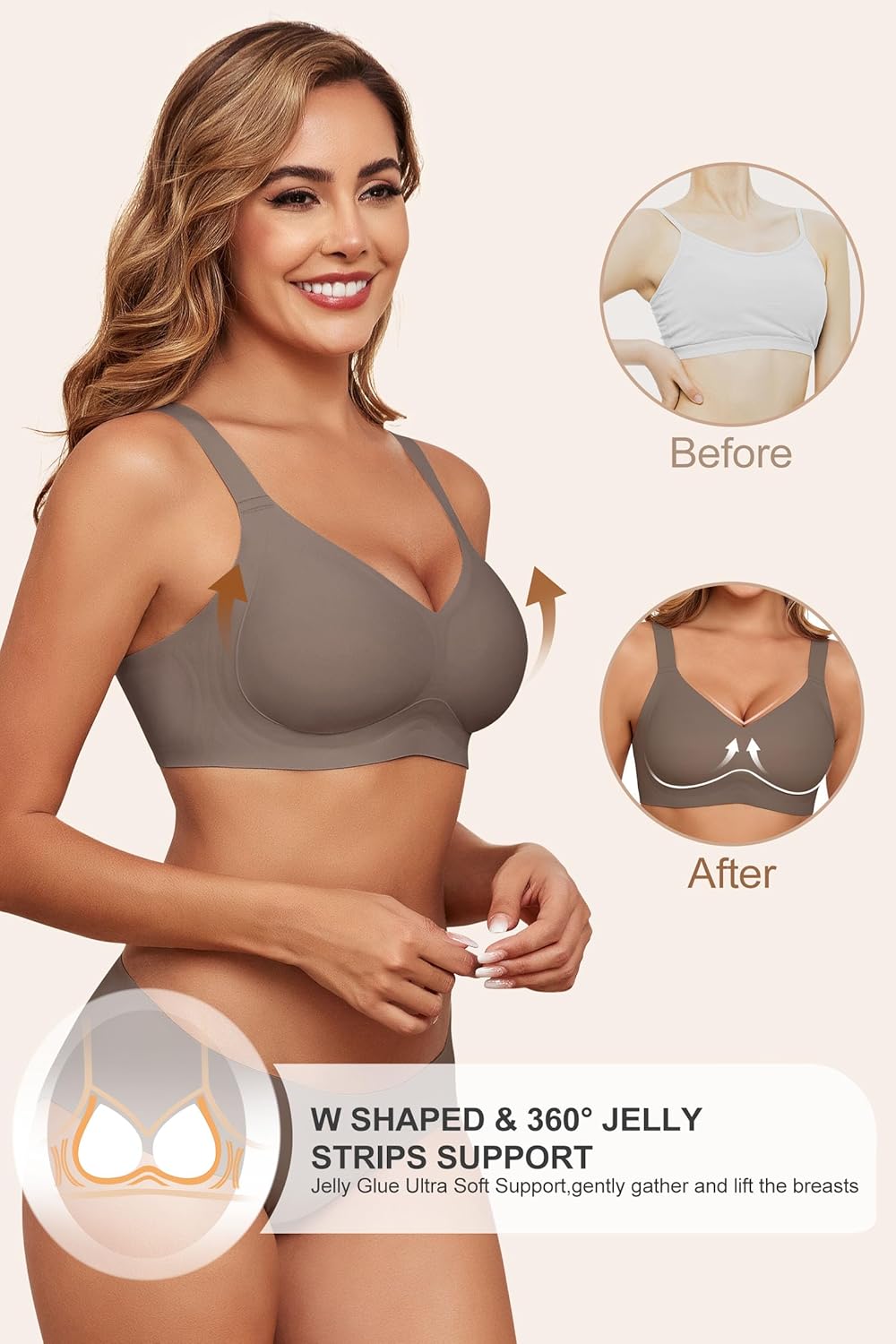 HORISUN Wireless Bras for Women Soft Comfortable No Underwire T Shirt Bra Seamless Full Coverage Bras with Support - Image 3
