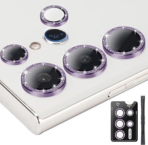 Protector de lente de cámara para Samsung Galaxy S24 Ultra, cubierta individual de lente de vidrio templado con bandeja de instalación para Samsung