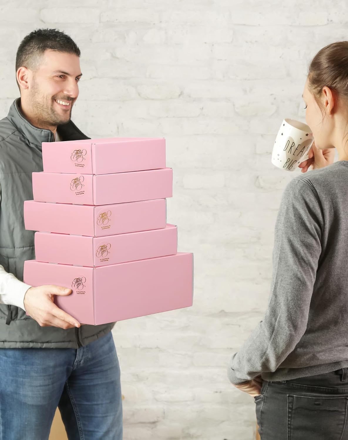 Shipping Boxes 9x6x4 Inch, Set of 30, Cute Pink Corrugated Cardboard Boxes, Mailer Packaging Boxes for Small Business Gift Literature Shipping