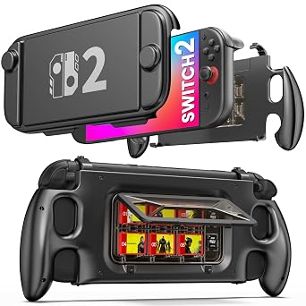 AXYBCOOL Switch 2 Grip Case Compatible with Nintendo Switch 22025, Switch 2 Protective Grip Cover with 6 Game Slots, Hard-Shell Front Cover Screen Protector