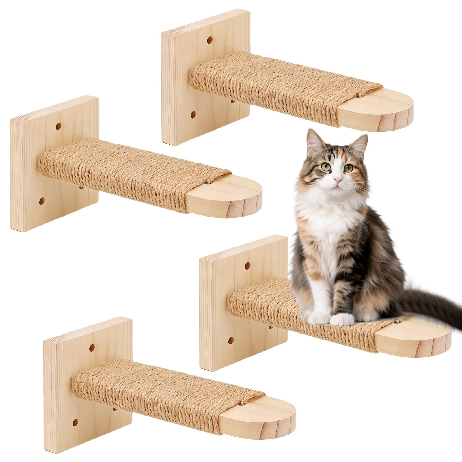 Lot de 4 murs d'escalade, pour chat, escalier, mur d'escalade, éléments muraux pour chat, escalier, mur d'escalade, en bois, pour jouer à l'escalade, jouer à la détente