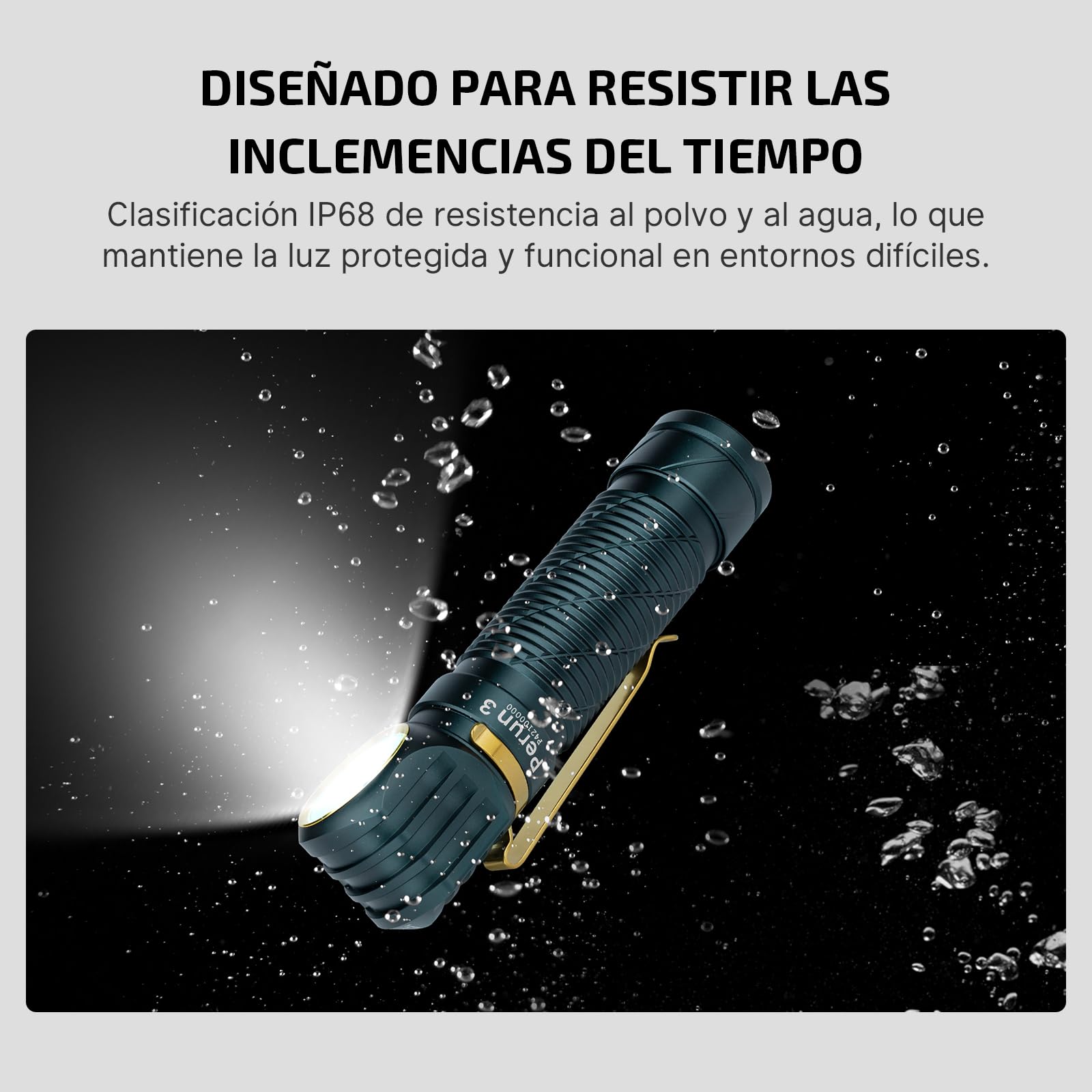 OLIGHT Perun 3 Linterna Frontal LED Recargable Ángulo Recto 3000 Lúmenes 160 Metros 20 Días Pesca