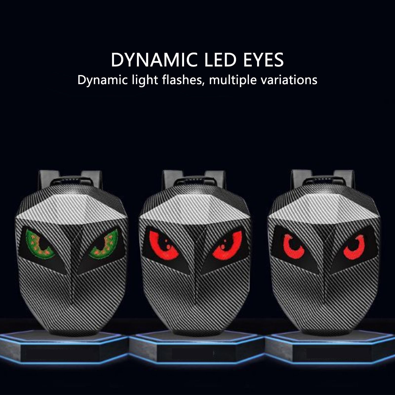 Luocute Programmierbarer LED-Rucksack, Erweiterbare wasserdichte Hartschalen-LED-Laptoptasche für Reisen, Motorradfahren, USB-betriebene Helm-Aufbewahrungstasche