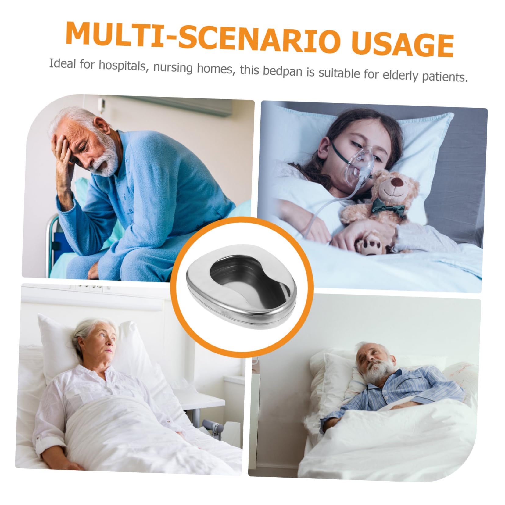 Padella Letto in Acciaio Inossidabile, Portatile, per Anziani | Uso Ospedaliero e Case, Design Ergonomico, Adatta a Pazienti Costretti Letto