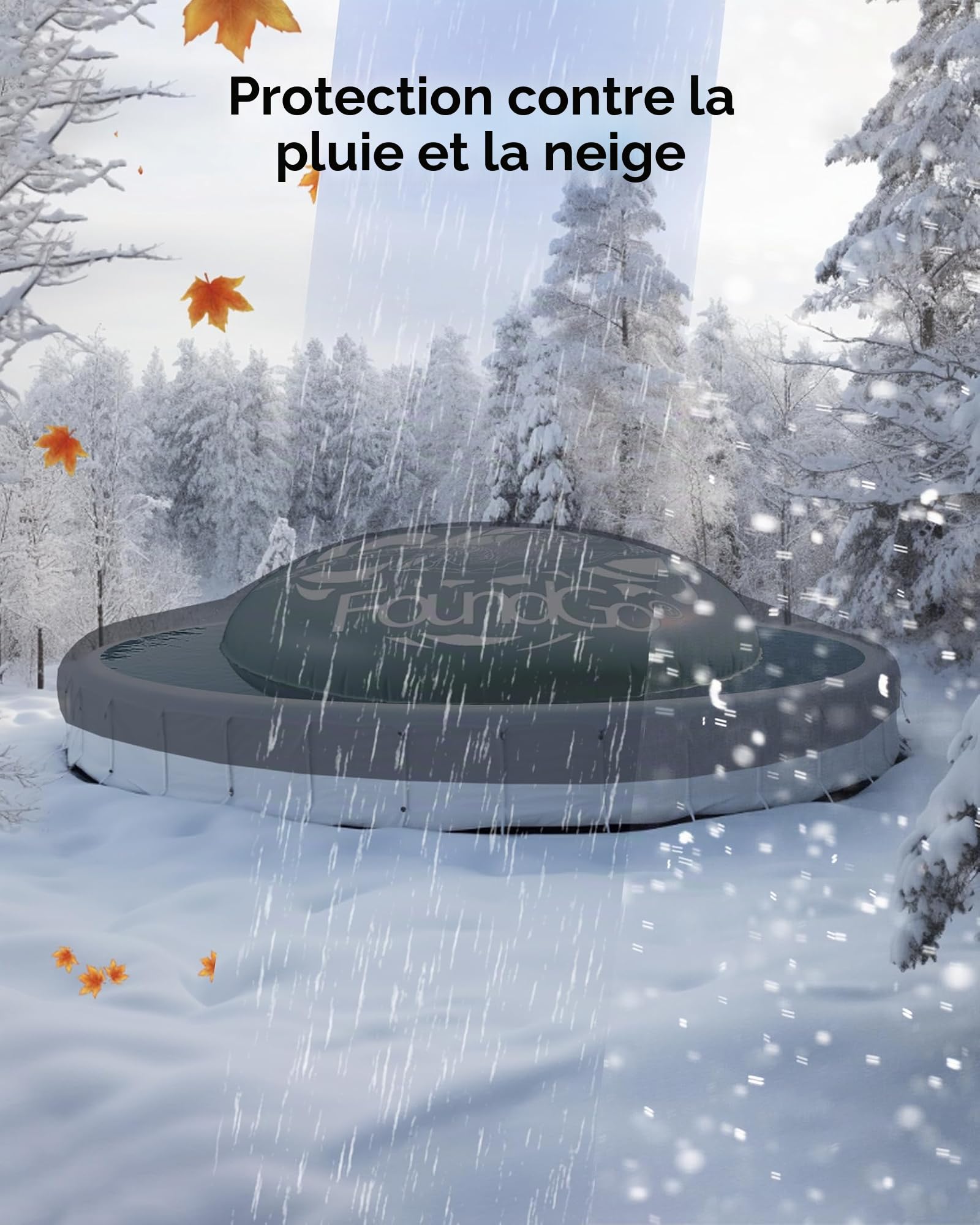 FoundGo Coussin de Piscine pour l'hiver Rond [XXL Ø4m 0.4mm épais] Coussin d'air avec Oeillets Coussin d'hiver Gonflable pour Piscine avec 2X Rouleaux de Corde & Kit de réparation, Vert