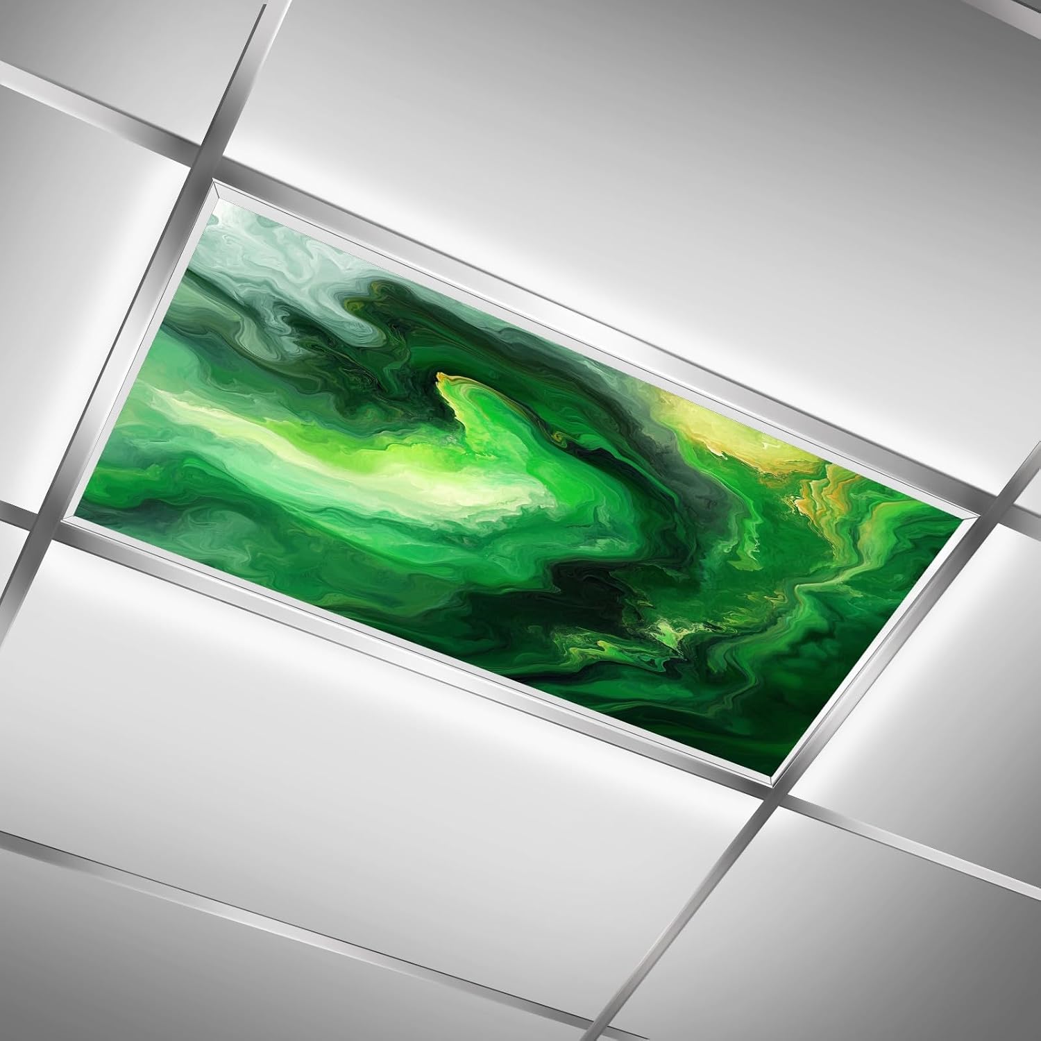 Green Marble Fluorescent Light Covers for Ceiling Lights Classroom Office Decorative Drop Ceiling Light Cover Filters Hospital Home Ceiling Decor 47.2'' x 23.6''