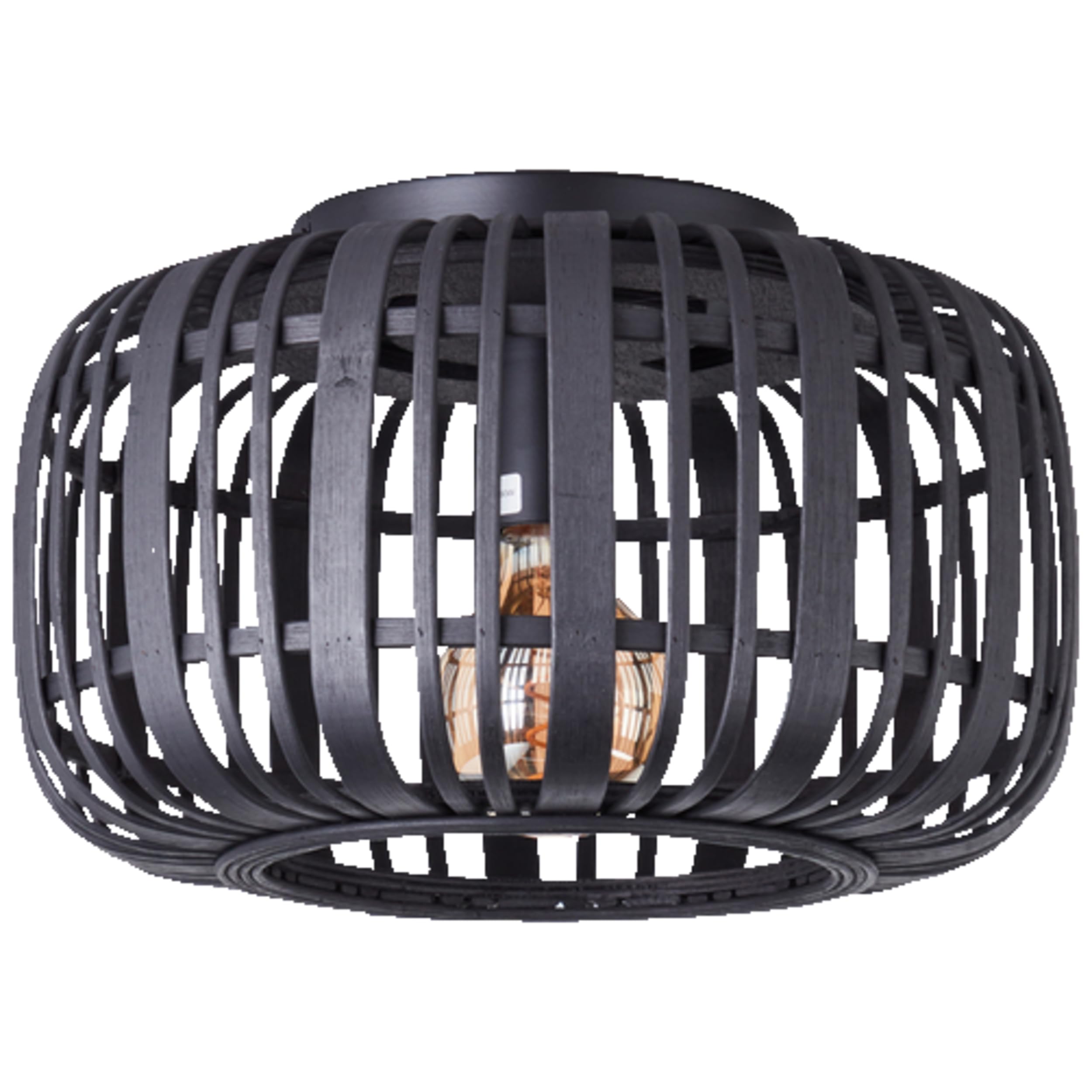 Lightbox Bambus Deckenlampe - runde Deckenleuchte Ø 32 cm mit natürlichem Schirm - Boho Lampe für Wohnzimmer, Schlafzimmer & Flur - E27 Fassung exkl. LED
