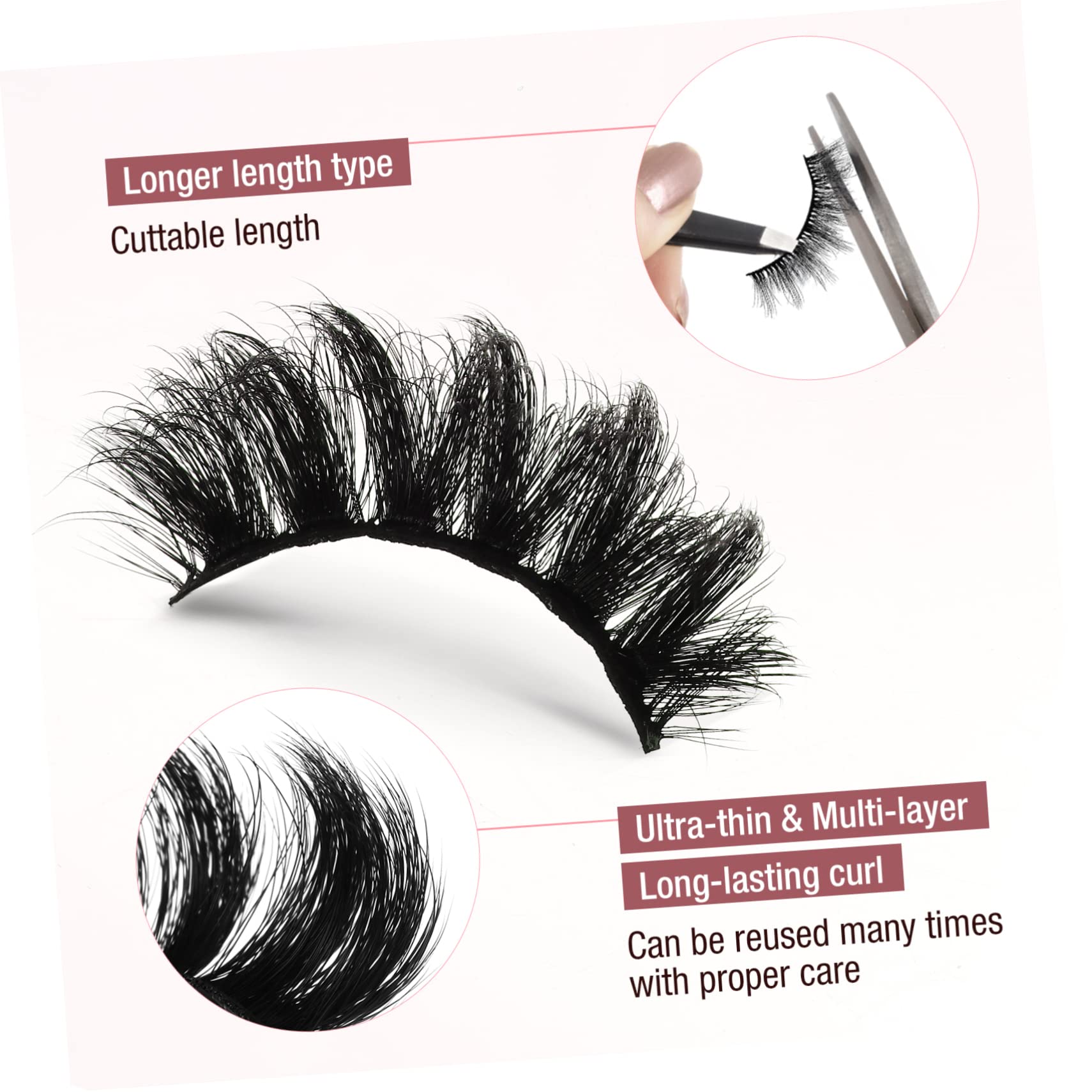 FOMIYES Paquete De 5 Pestañas Postizas Esponjosas Y Completas Naturales Para Maquillaje Cómodas Para Mujeres 7 Pares X 5