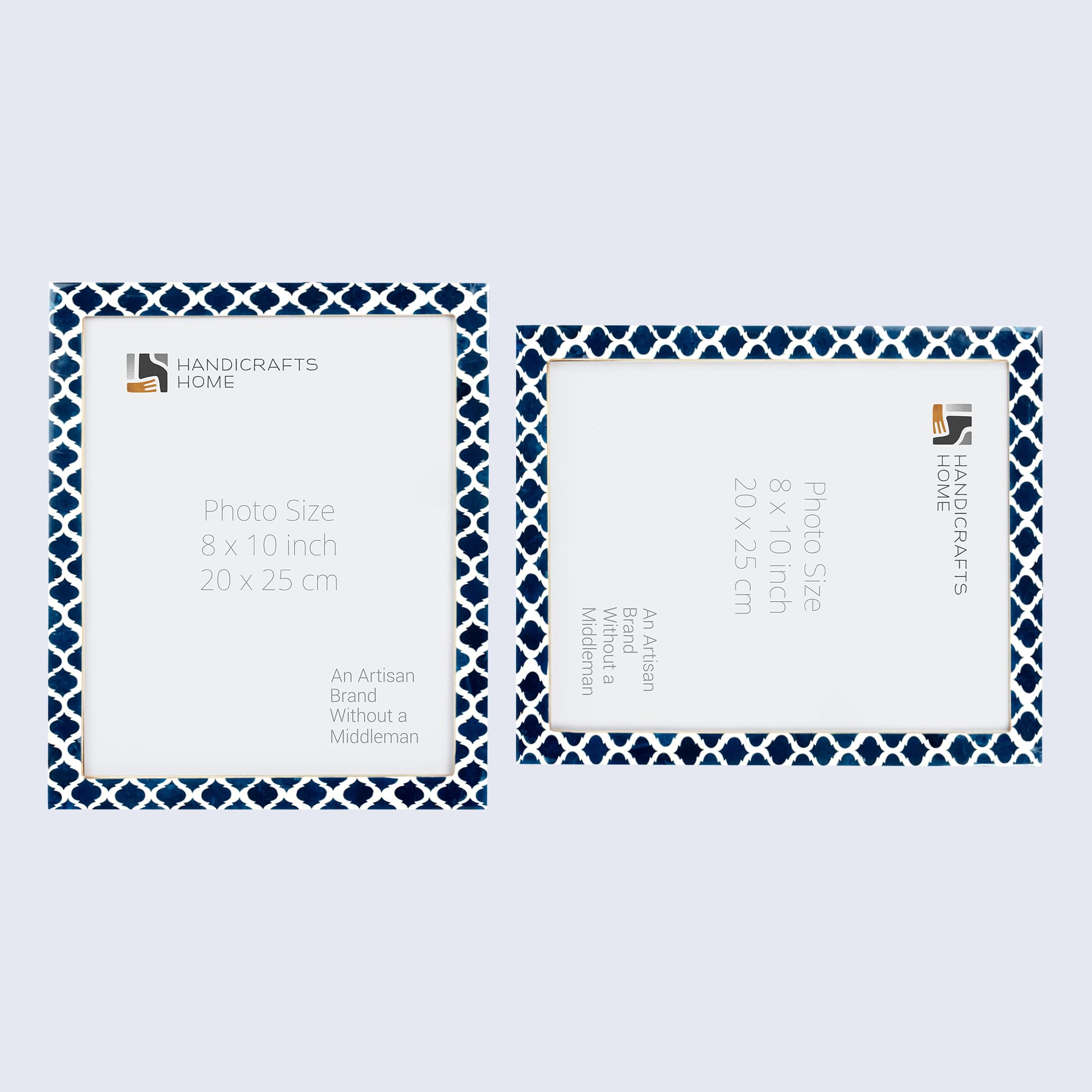 Handicrafts Home 8x10 Picture Frames Set of 2, Decorative Photo Frames for Tabletop or Wall Display, Blue and White Resin Inlay Frames, Coastal Home Decor for Living Room, Bedroom & Office